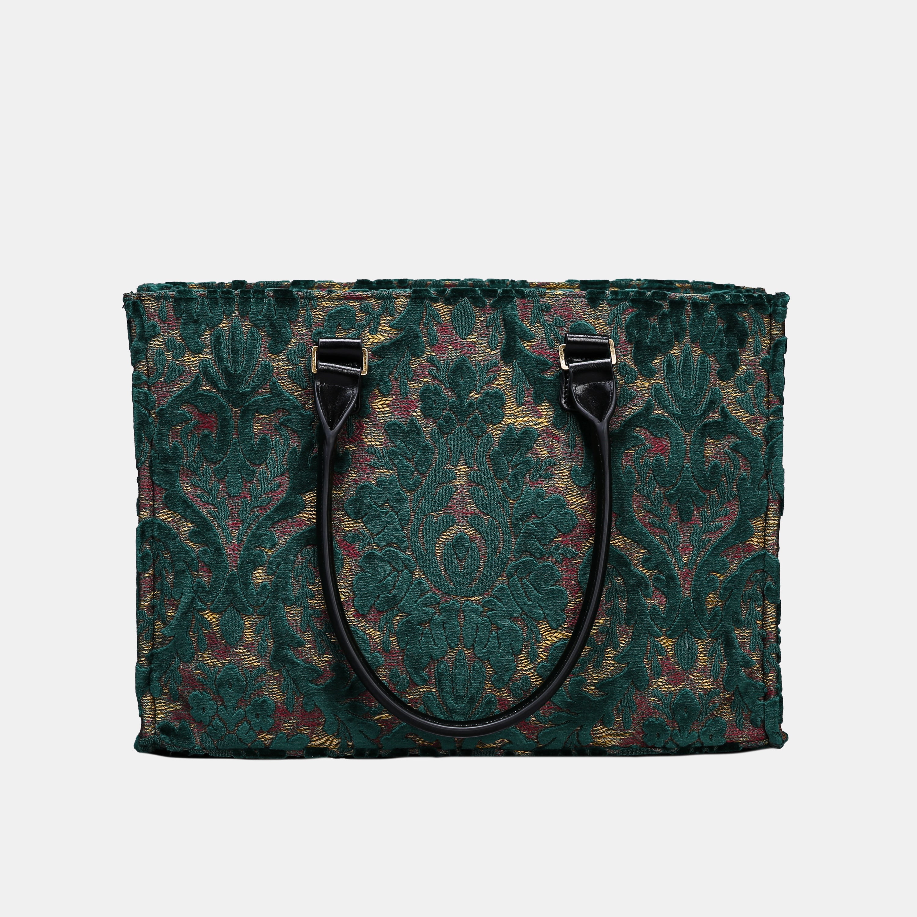 Burnout Velvet Jade Green Laptop Work Tote MCW Handmade-4