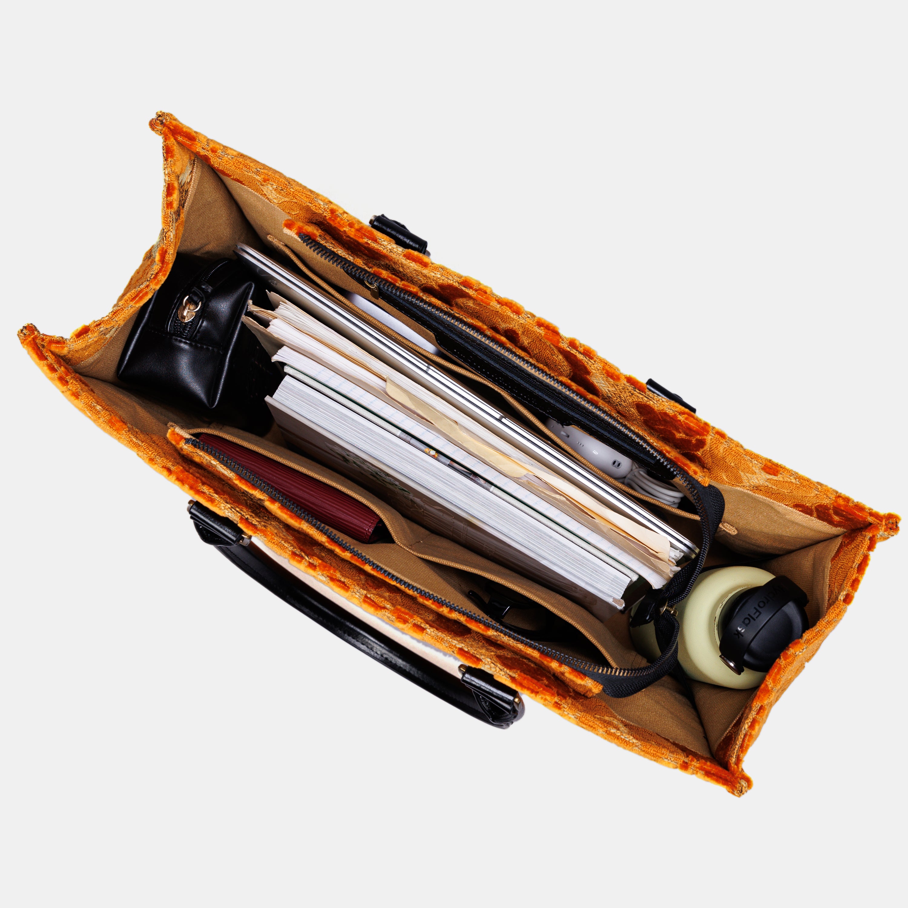 Burnout Velvet Orange Laptop Work Tote MCW Handmade-2