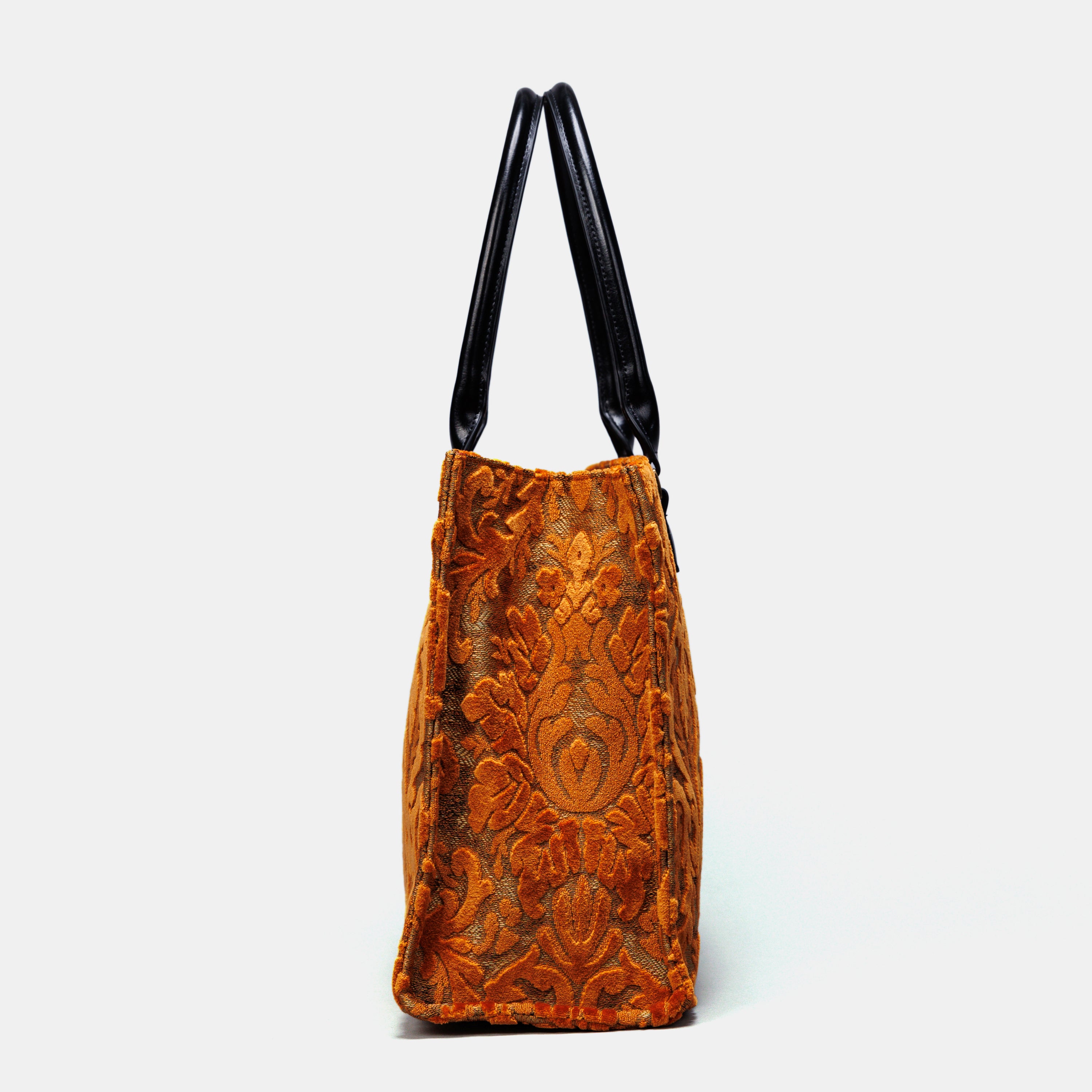 Burnout Velvet Orange Laptop Work Tote MCW Handmade-3