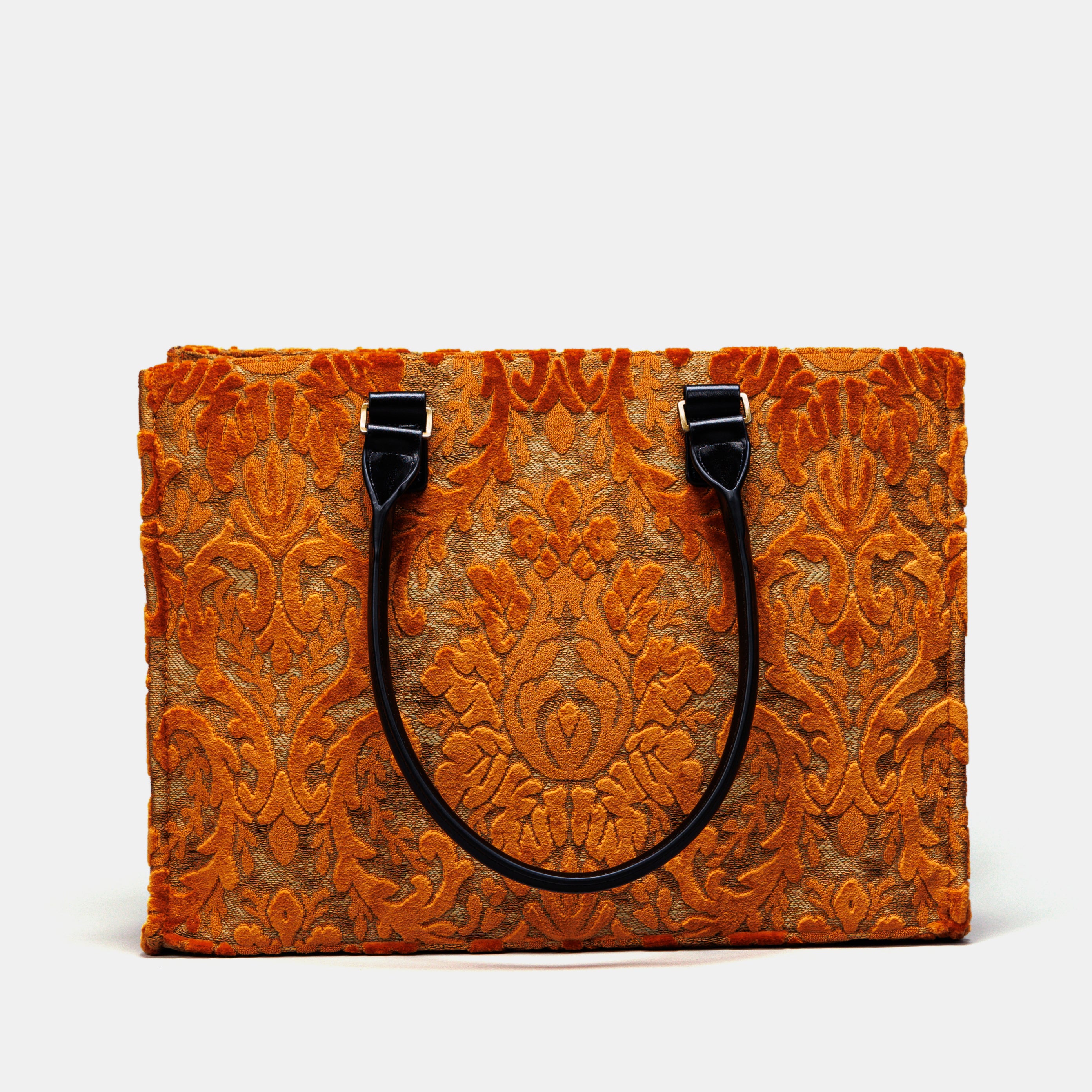 Burnout Velvet Orange Laptop Work Tote MCW Handmade-1