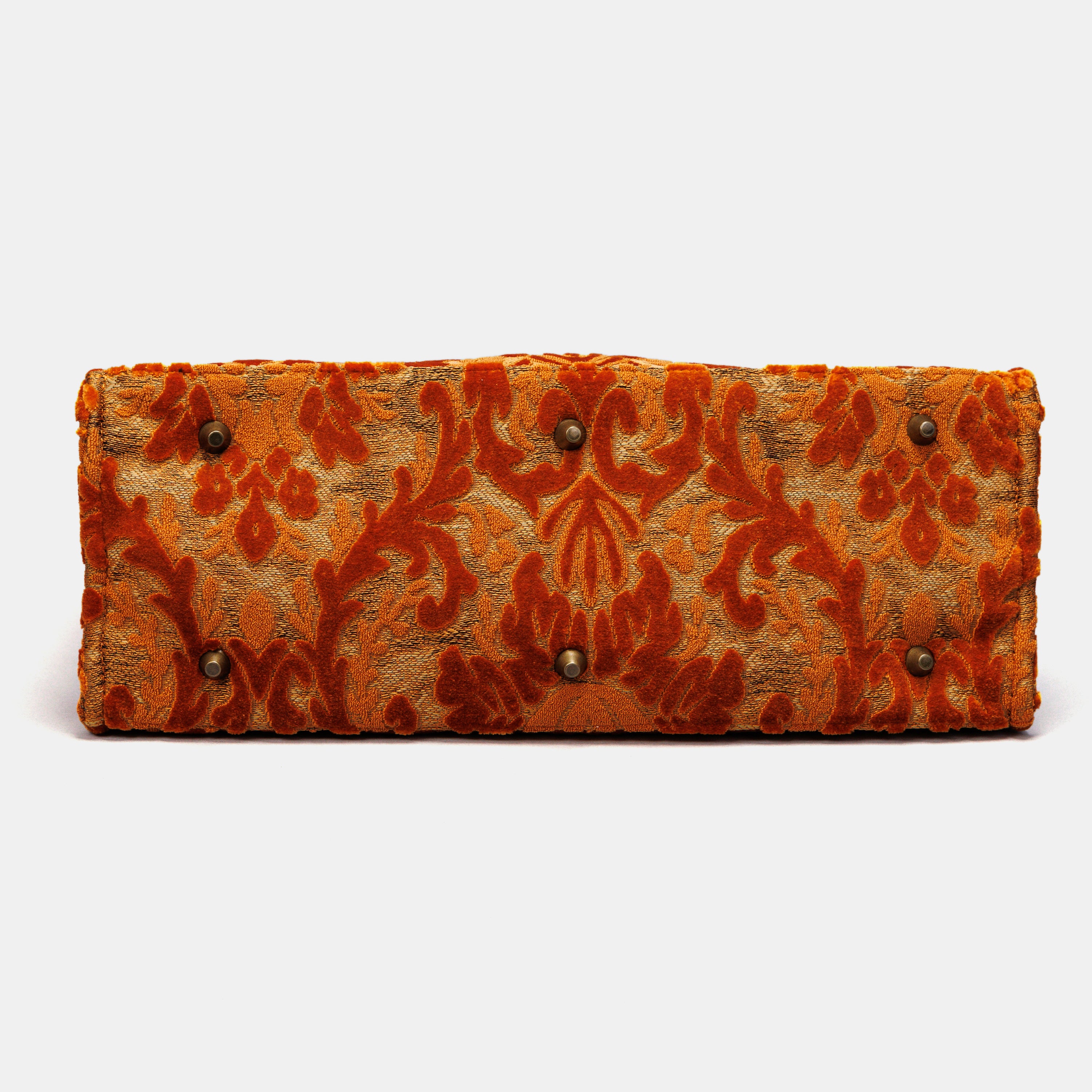 Burnout Velvet Orange Laptop Work Tote MCW Handmade-4