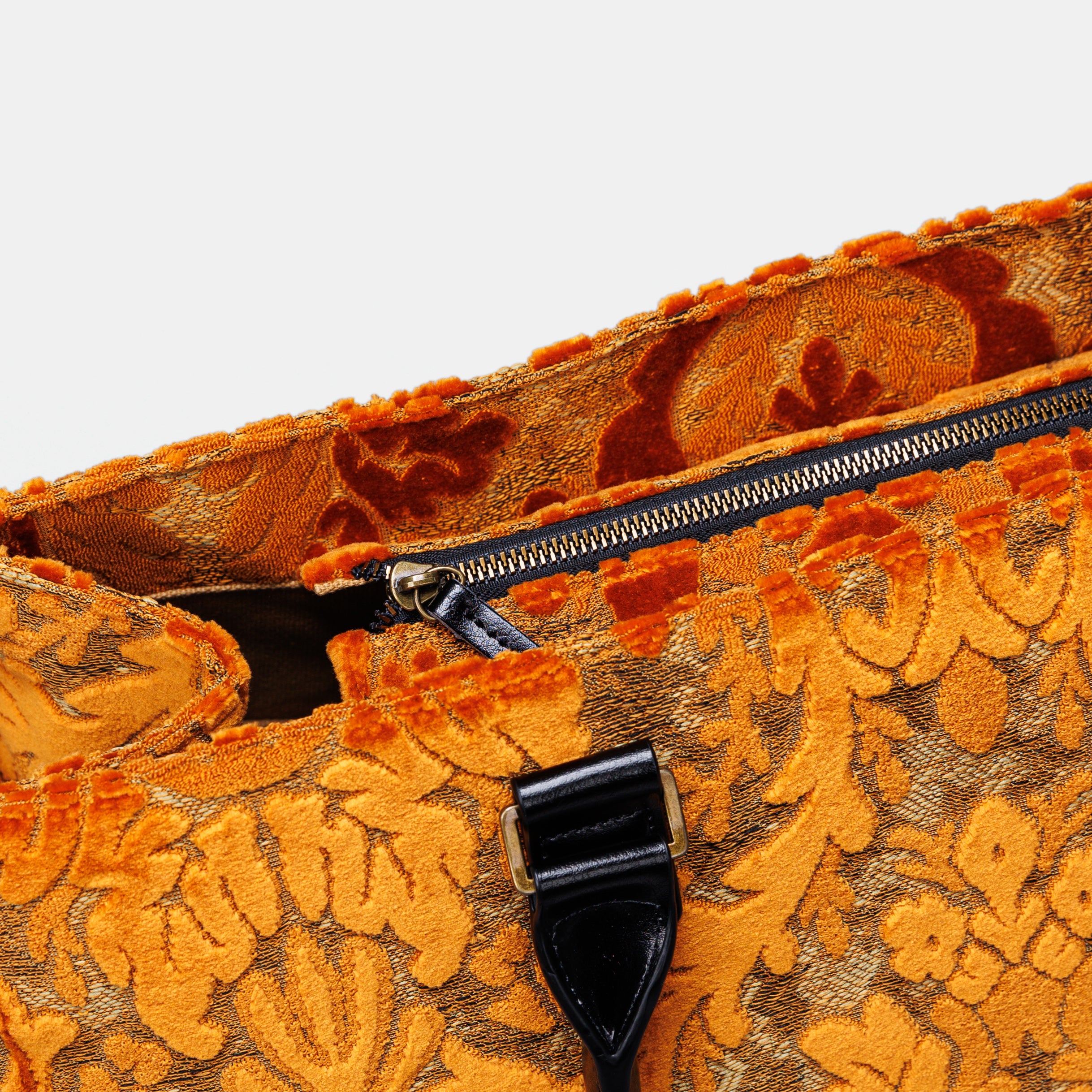 Burnout Velvet Orange Laptop Work Tote MCW Handmade-5