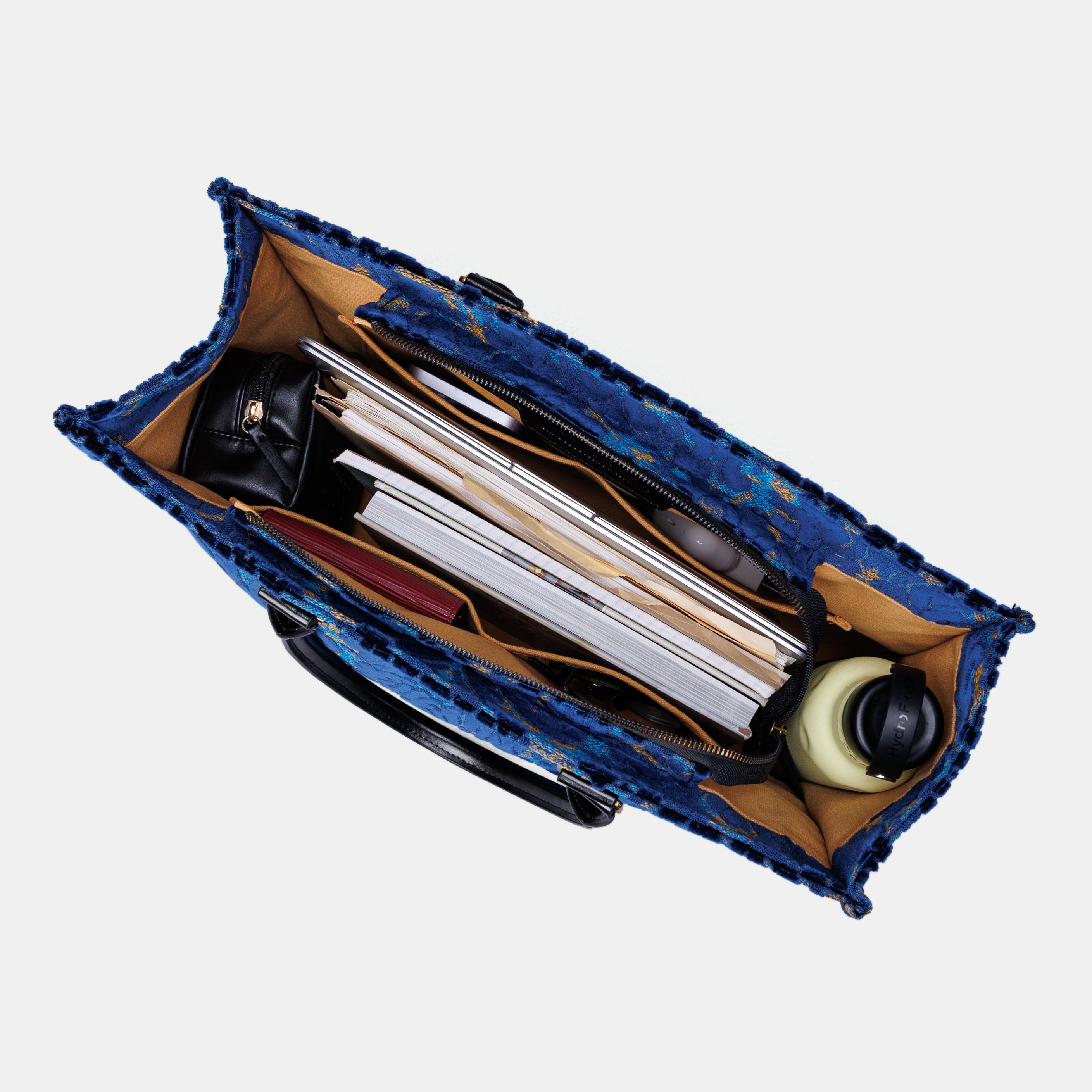 Burnout Velvet Navy Laptop Work Tote MCW Handmade-2