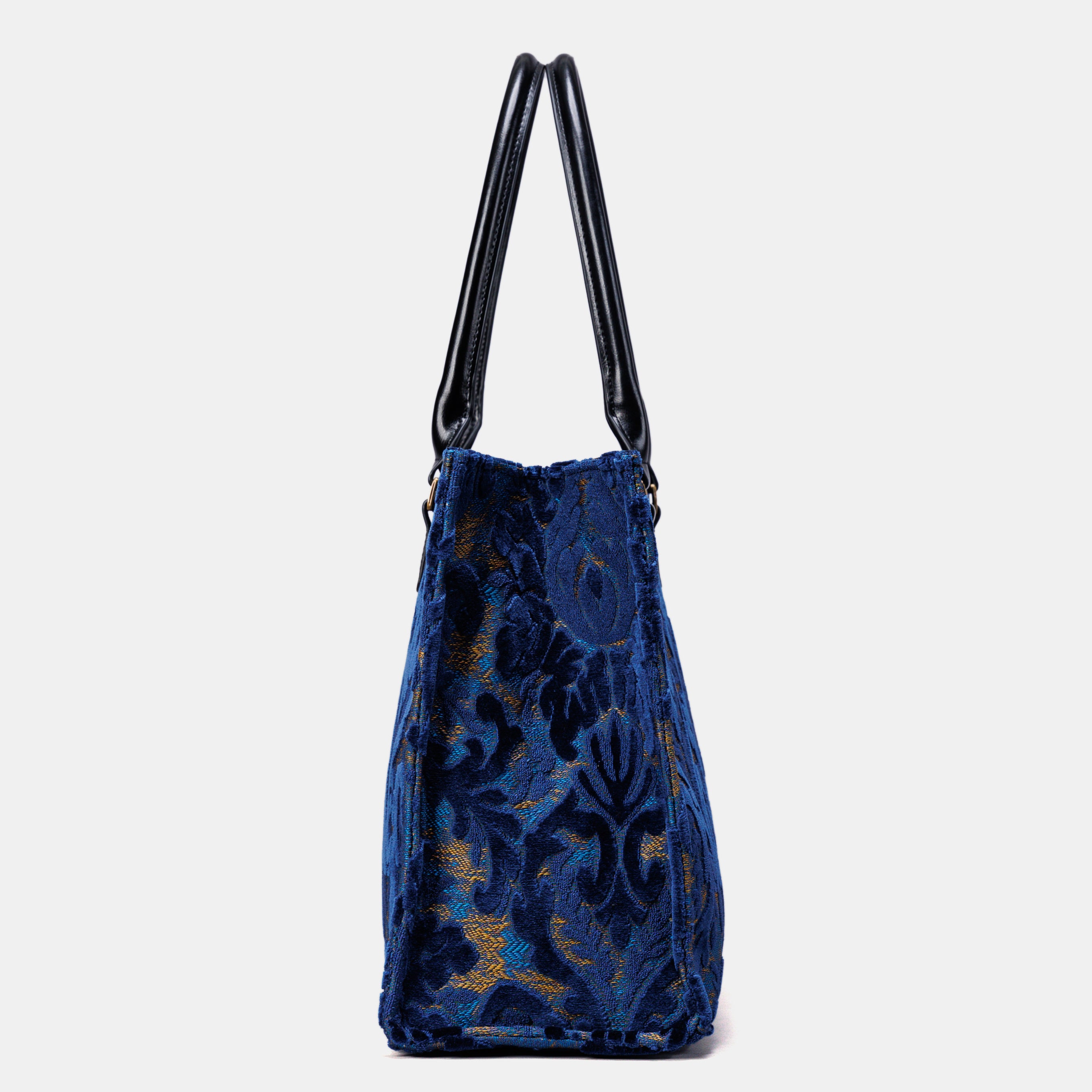 Burnout Velvet Navy Laptop Work Tote MCW Handmade-3