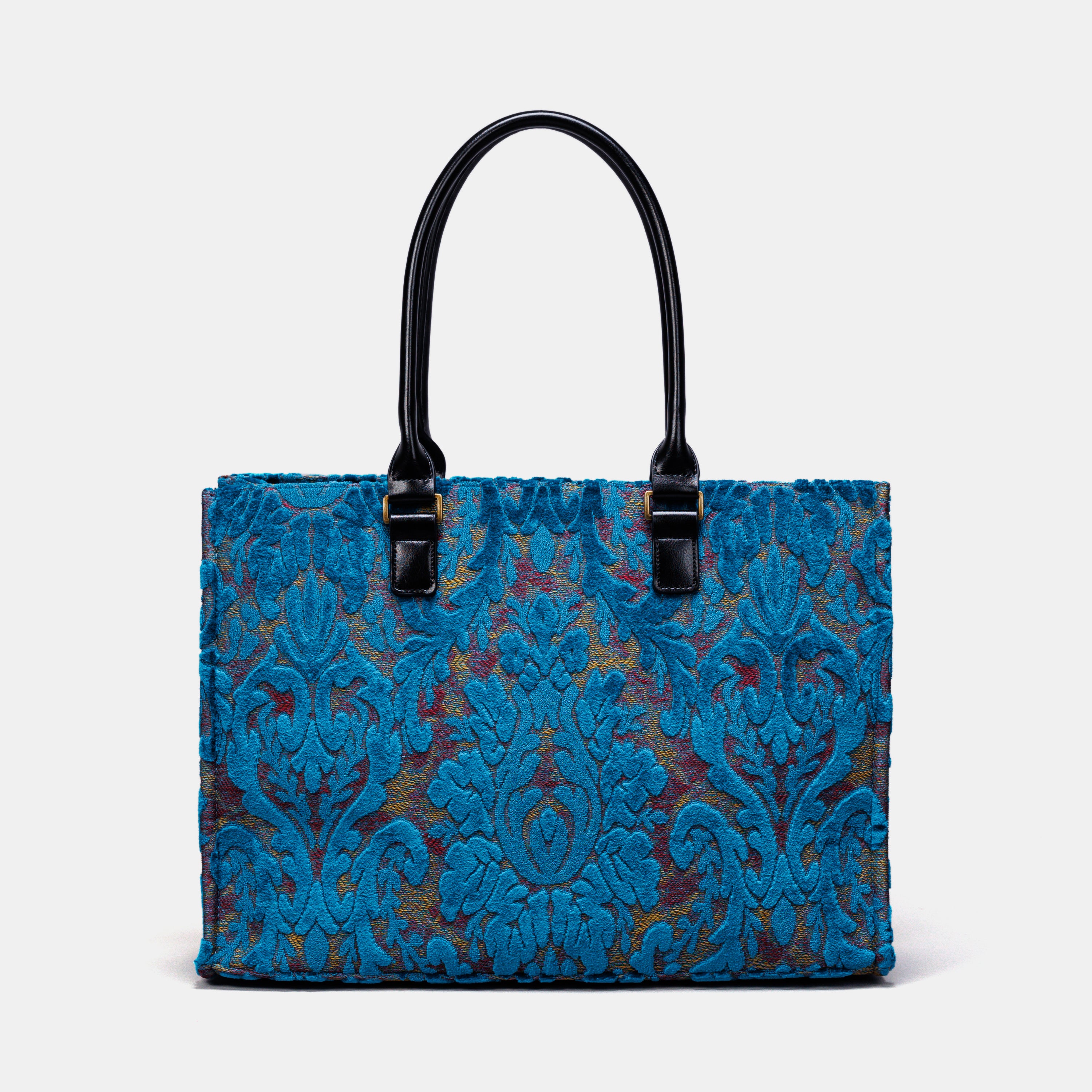 Burnout Velvet Aqua Blue Laptop Work Tote  MCW Handmade