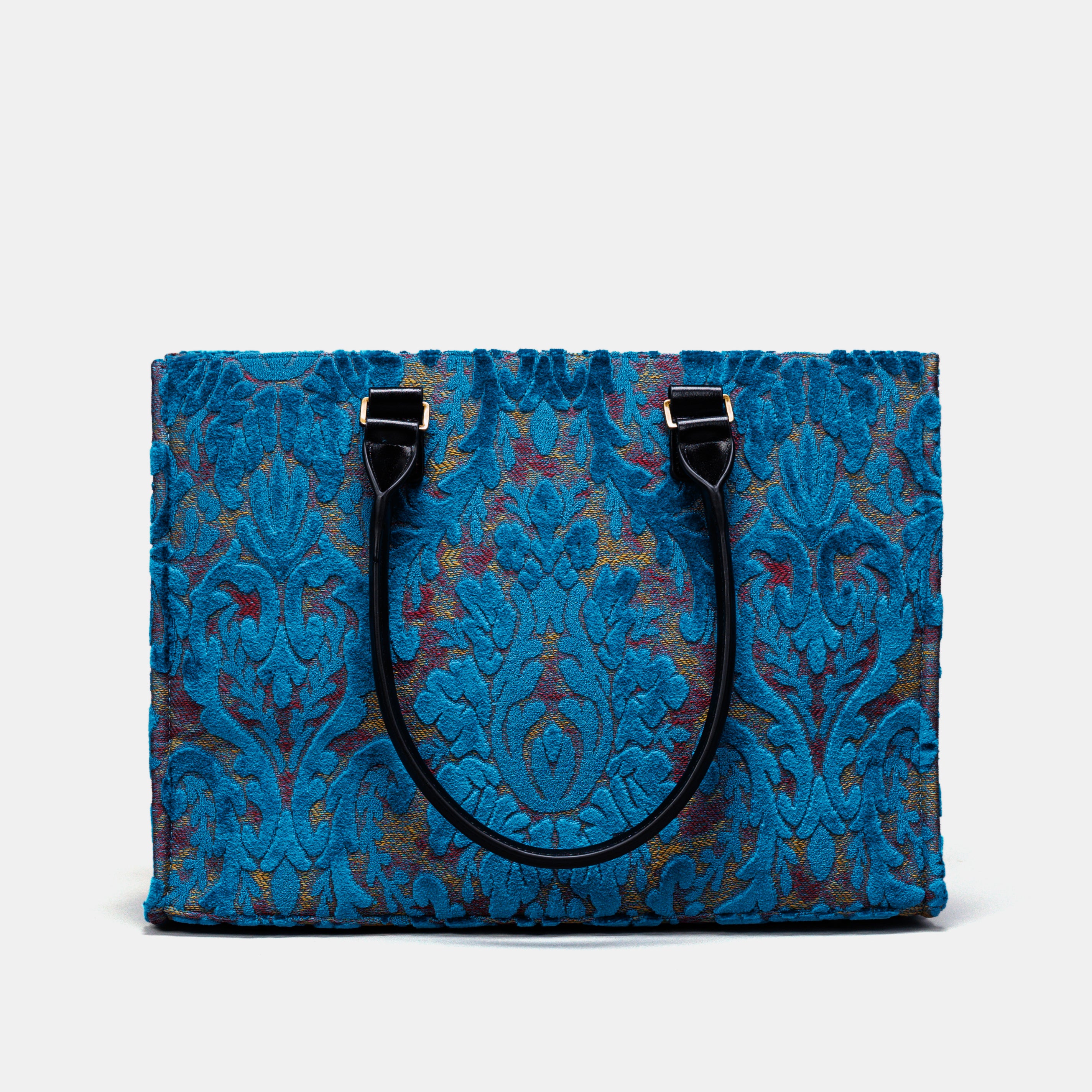 Burnout Velvet Aqua Blue Laptop Work Tote  MCW Handmade-1