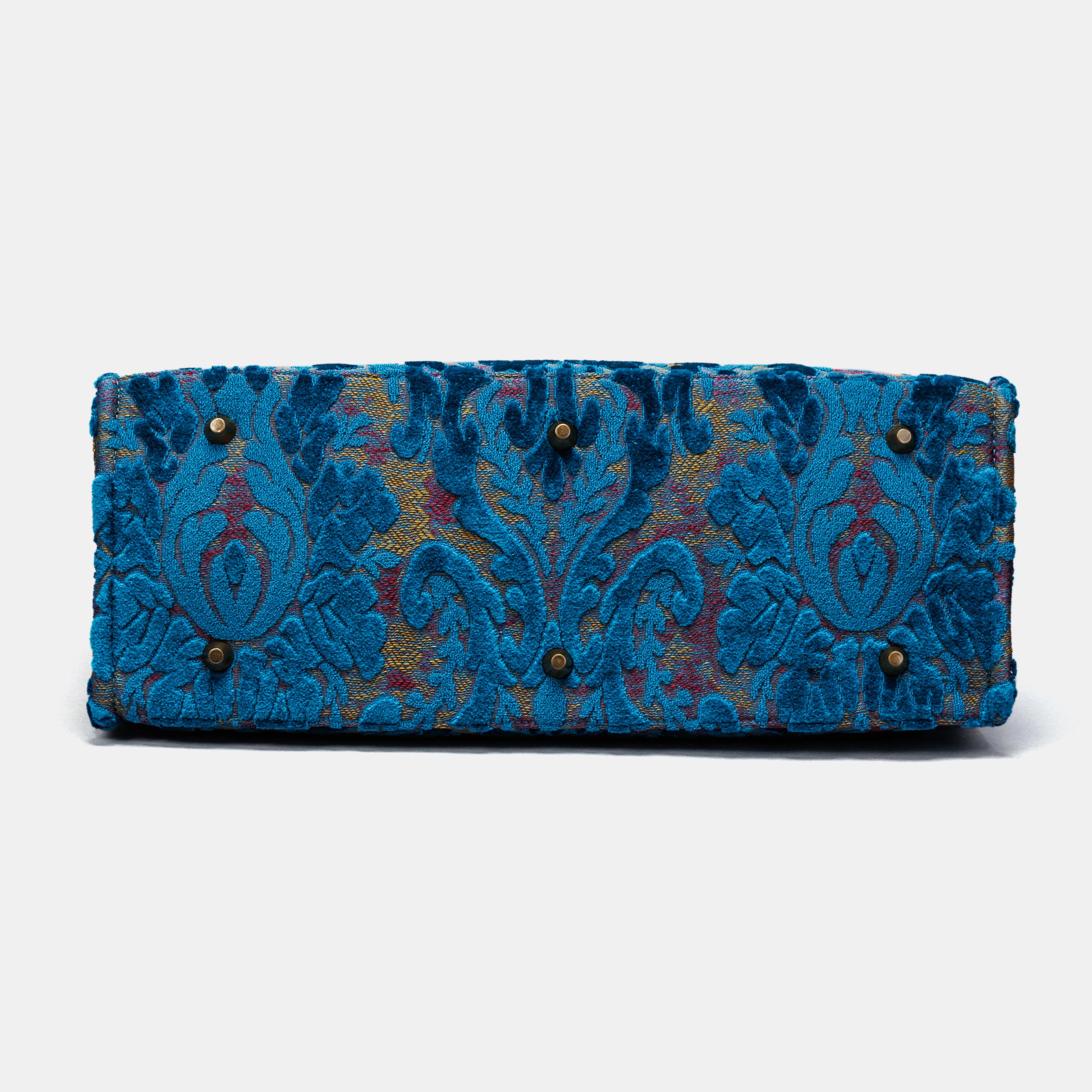 Burnout Velvet Aqua Blue Laptop Work Tote MCW Handmade-5