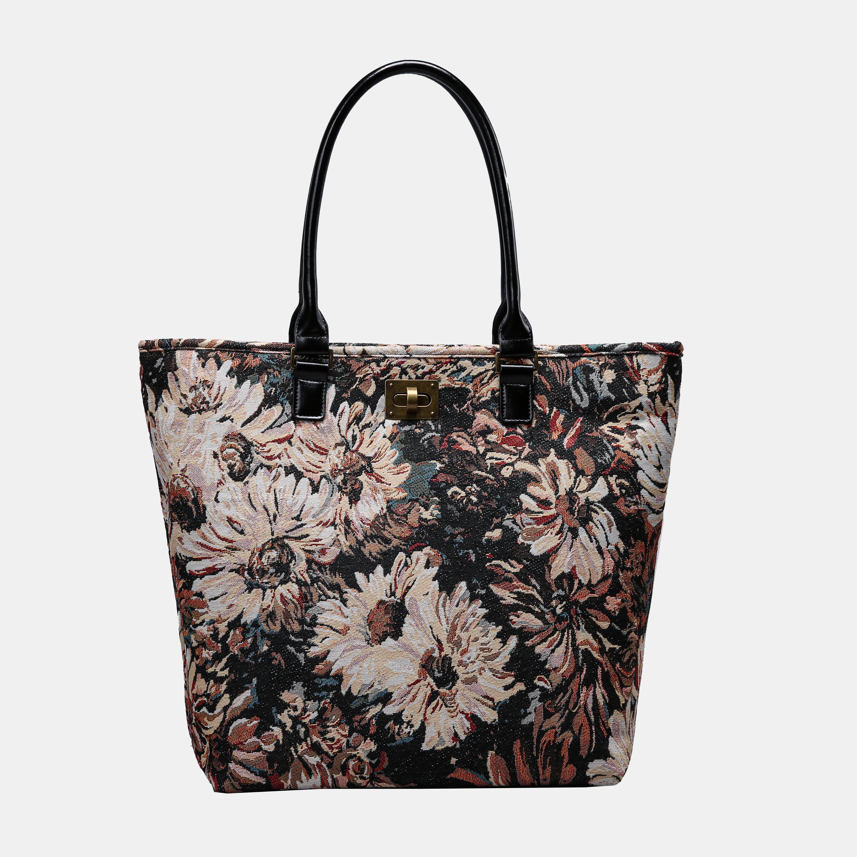Daisy Black Carpet Tote Shopper carpet bag MCW Handmade