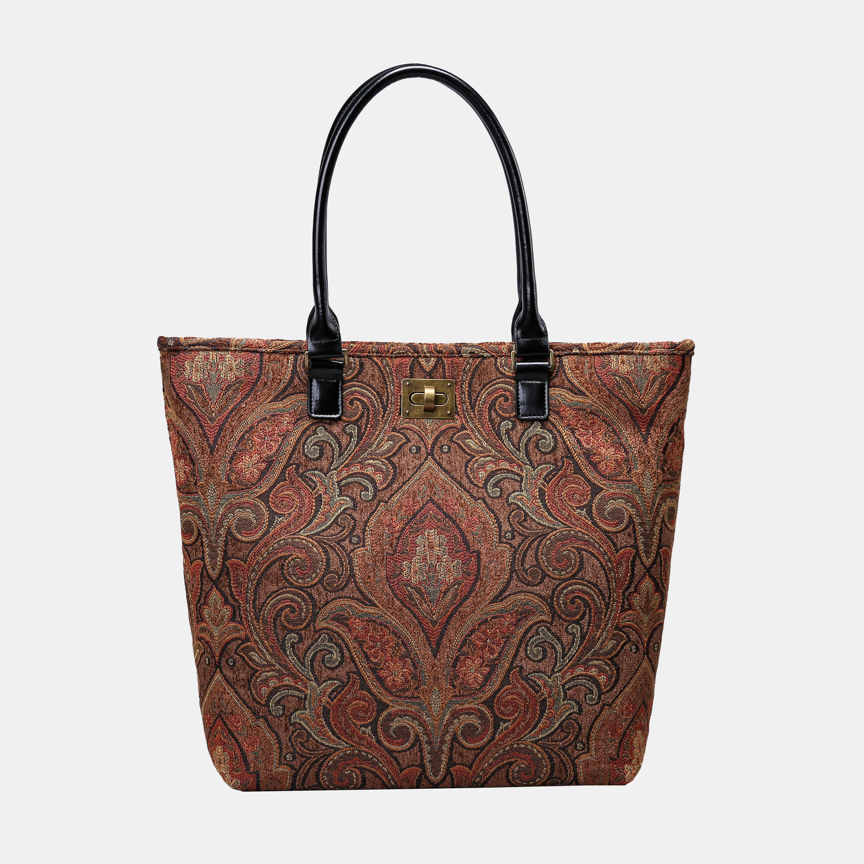 Damask D. Brown Carpet Tote Shopper carpet bag MCW Handmade
