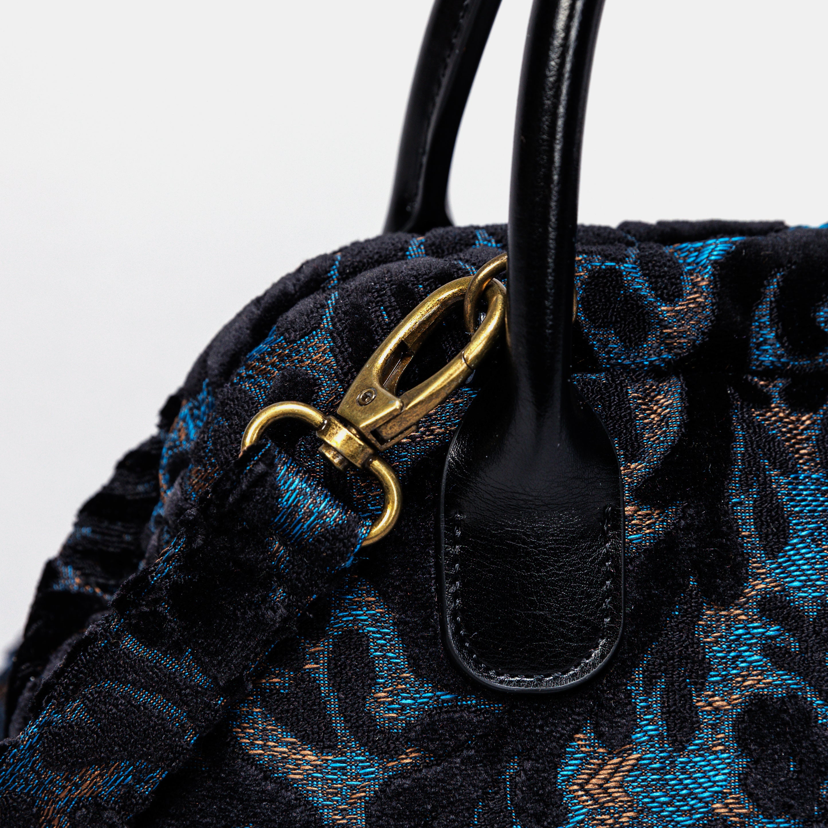Burnout Velvet Black Carpet Satchel carpet bag MCW Handmade-3