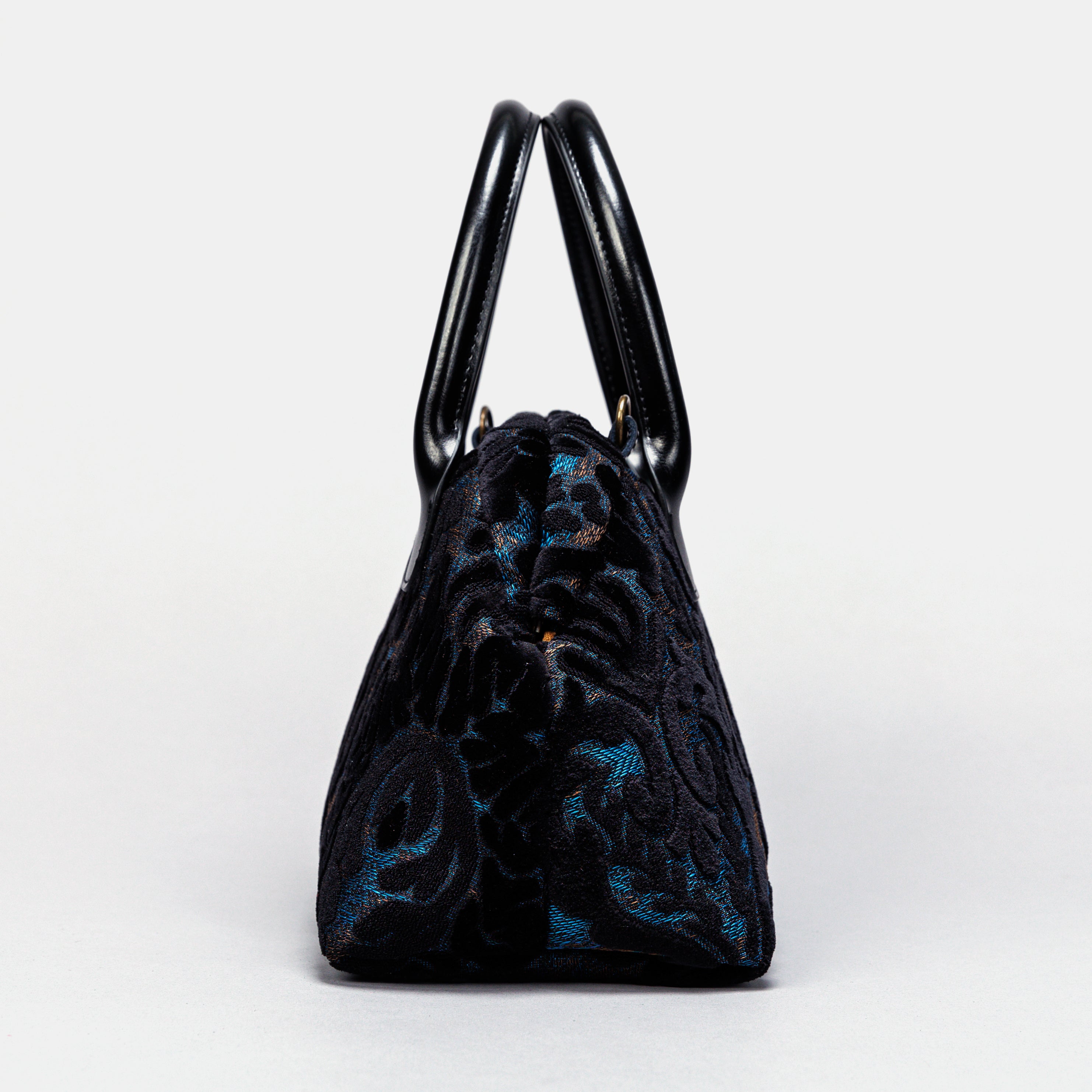 Burnout Velvet Black Carpet Satchel carpet bag MCW Handmade-4