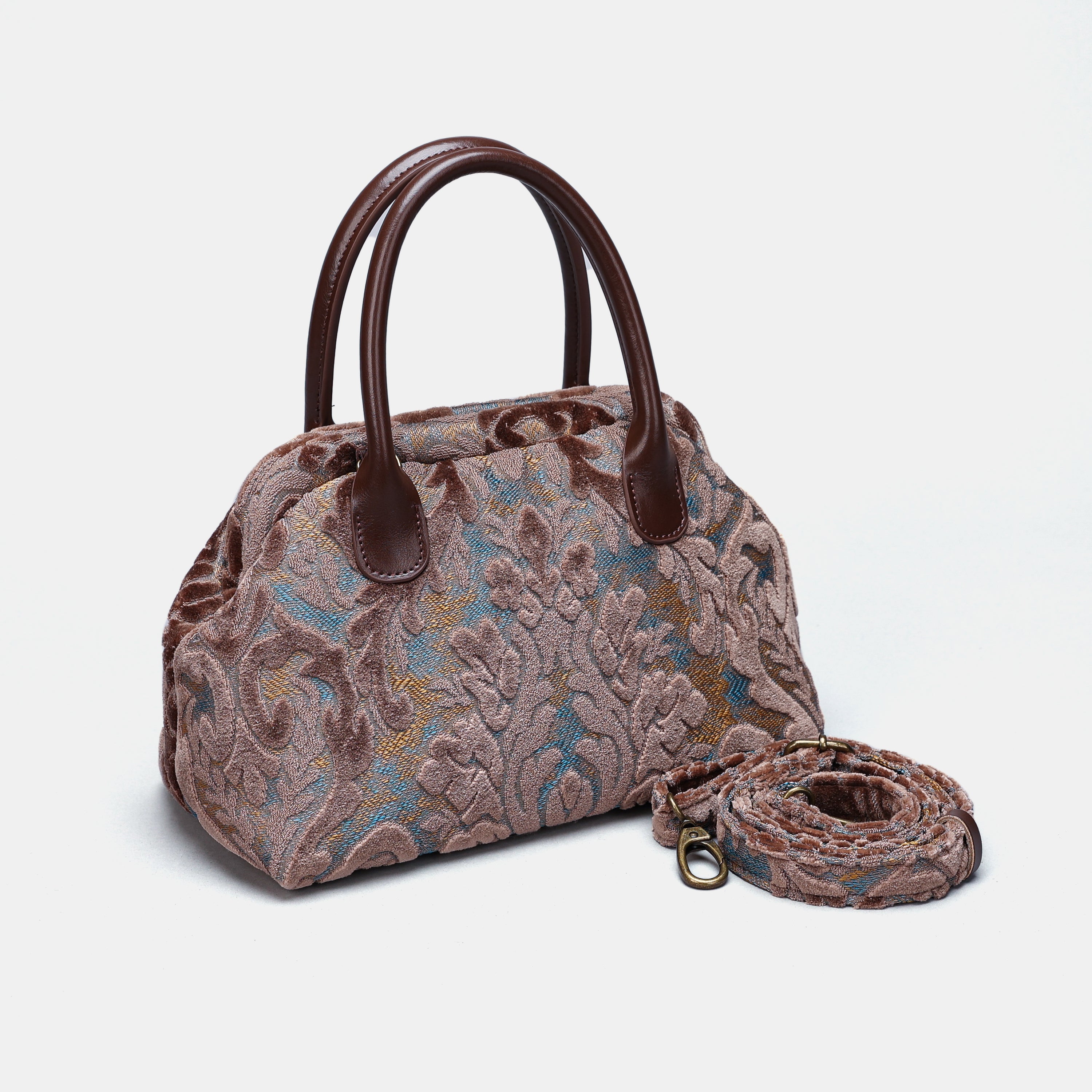 Burnout Velvet Camel Carpet Satchel carpet bag MCW Handmade-1