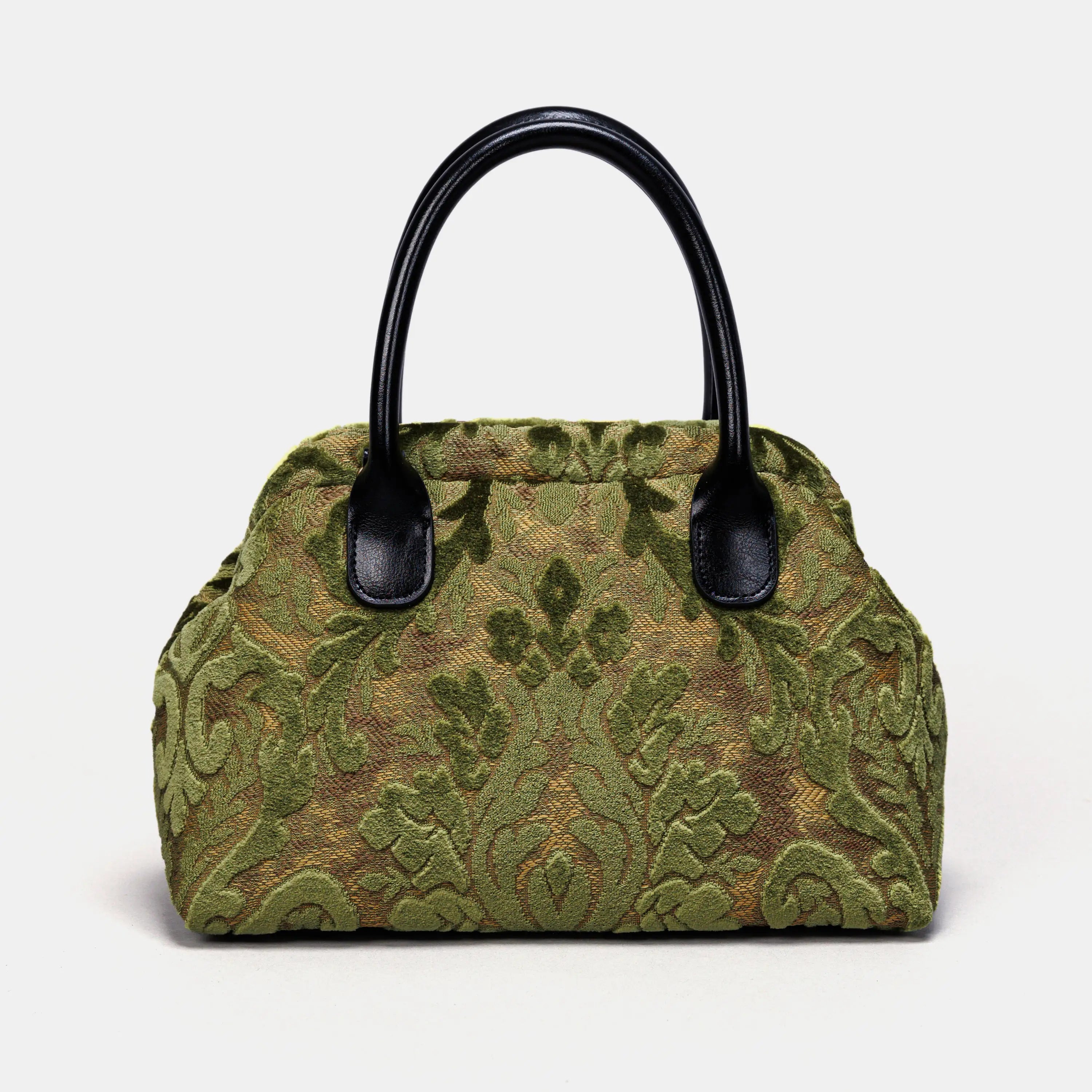 Burnout Velvet Fern Green Carpet Satchel carpet bag MCW Handmade of America main