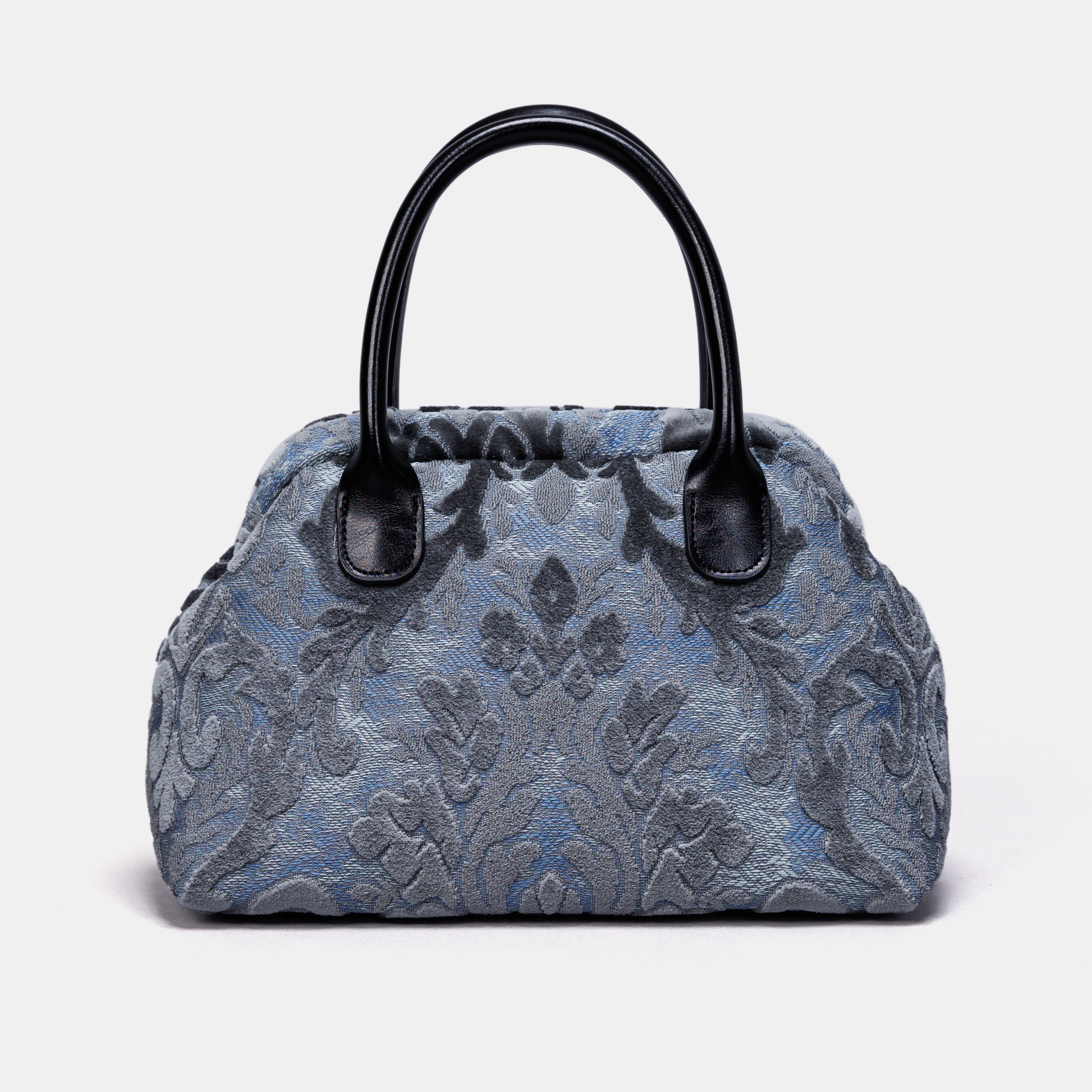 Burnout Velvet Steel Blue Carpet Satchel carpet bag MCW Handmade