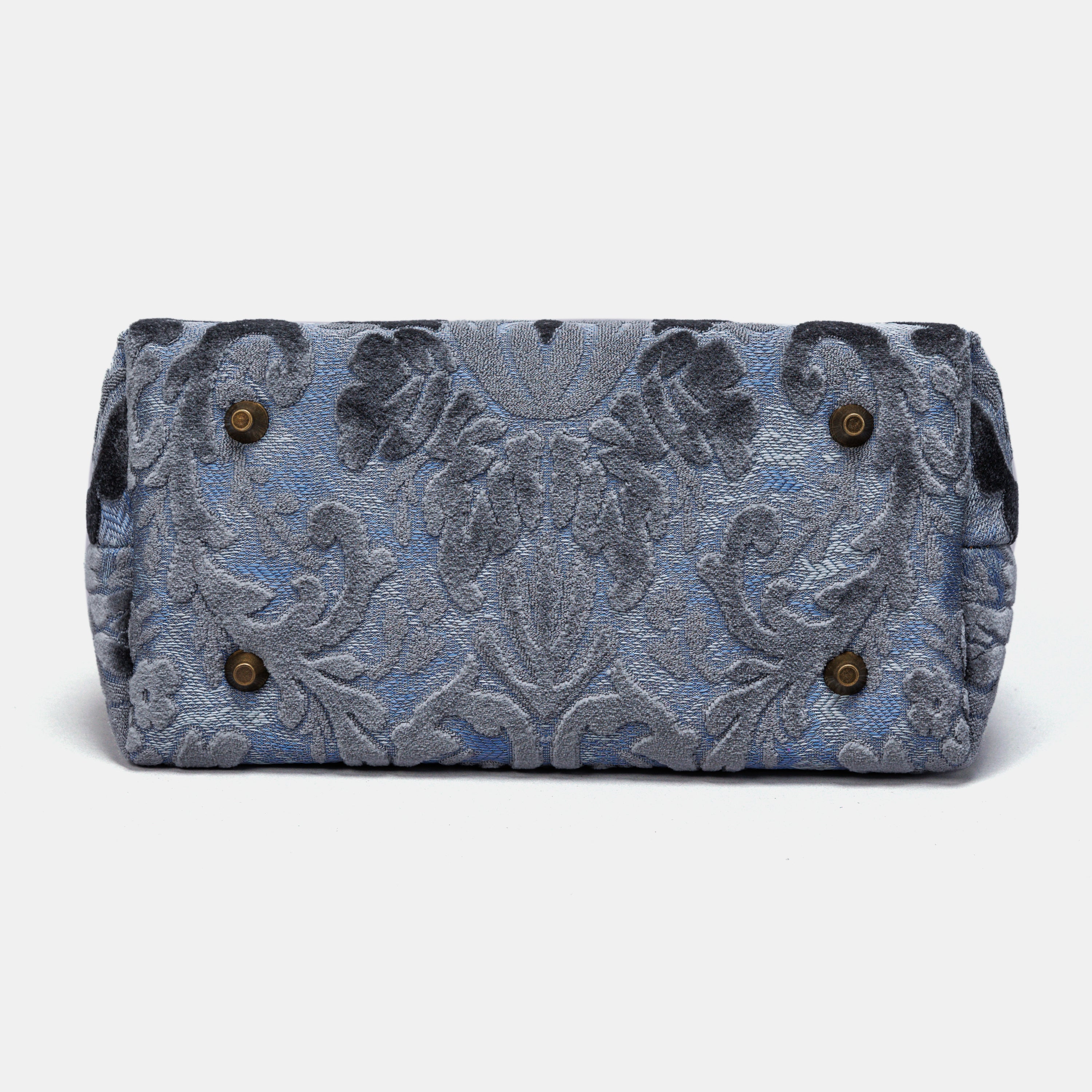 Burnout Velvet Steel Blue Carpet Satchel carpet bag MCW Handmade-5