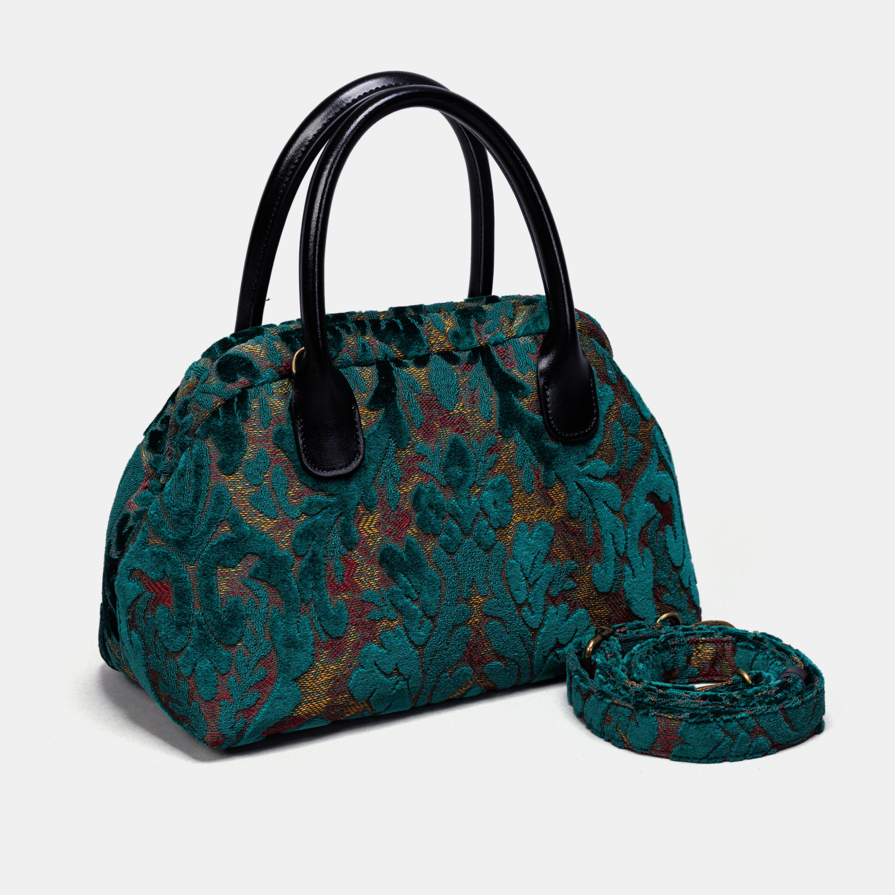 Burnout Velvet Jade Green Carpet Satchel carpet bag MCW Handmade-1