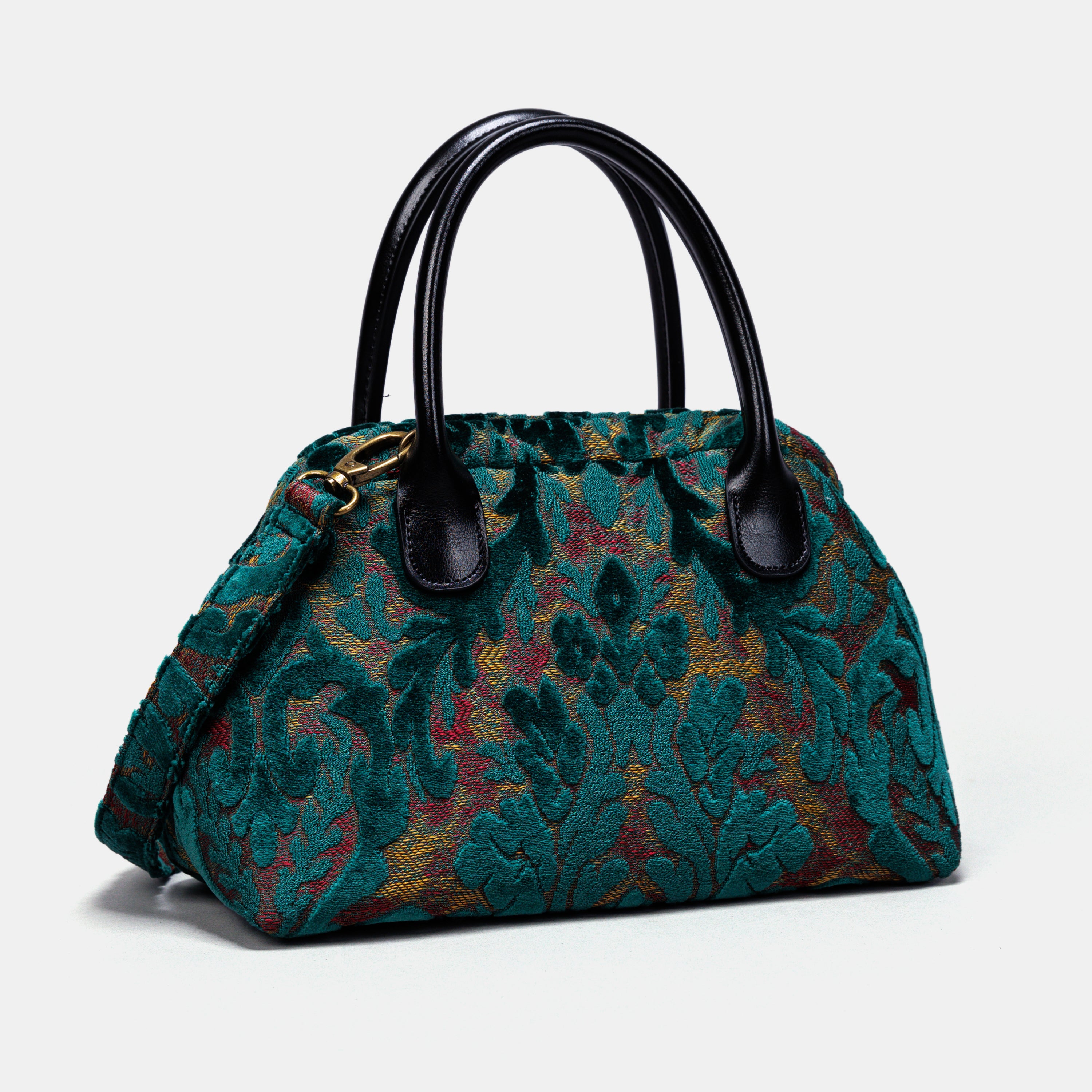 Burnout Velvet Jade Green Carpet Satchel carpet bag MCW Handmade-2