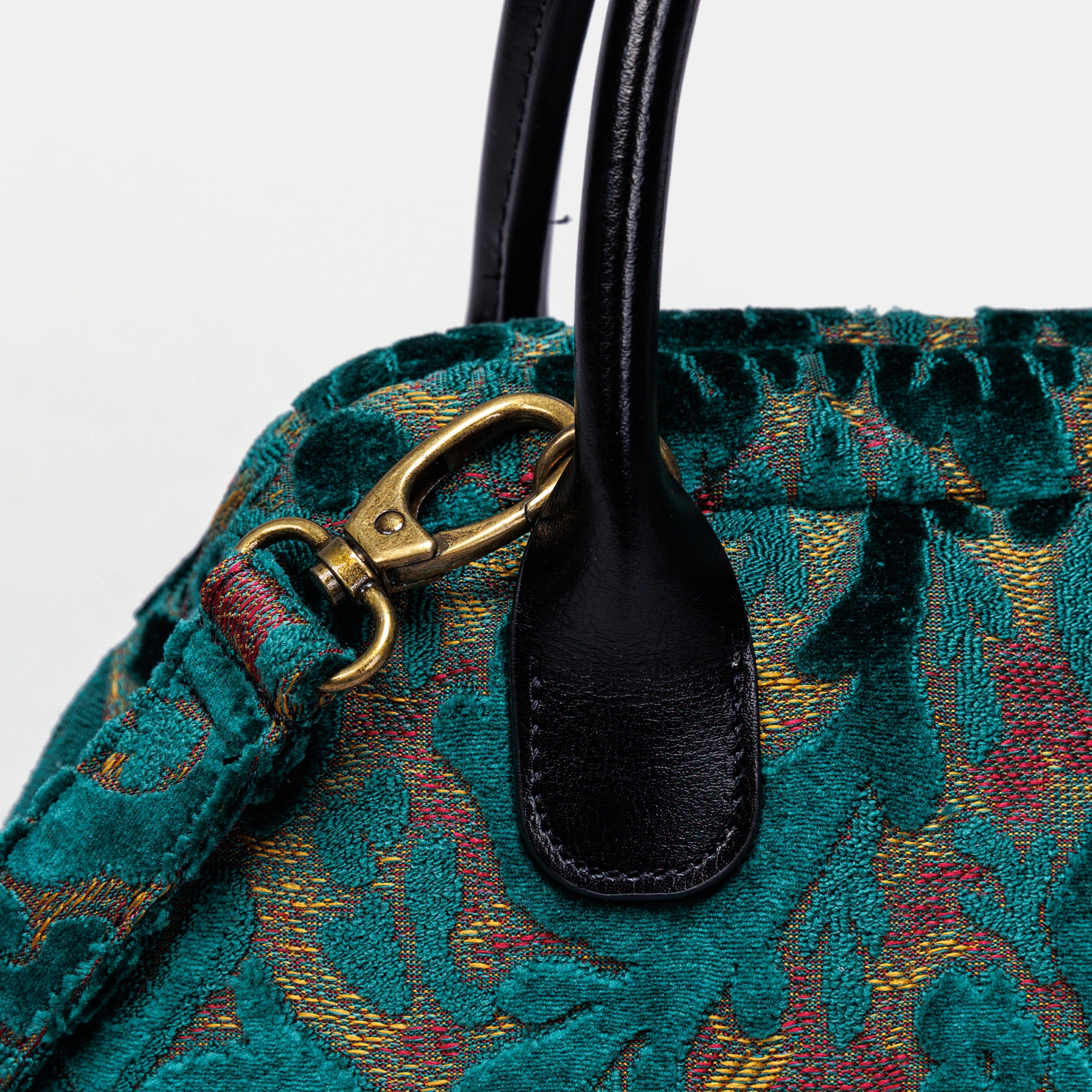 Burnout Velvet Jade Green Carpet Satchel carpet bag MCW Handmade-3
