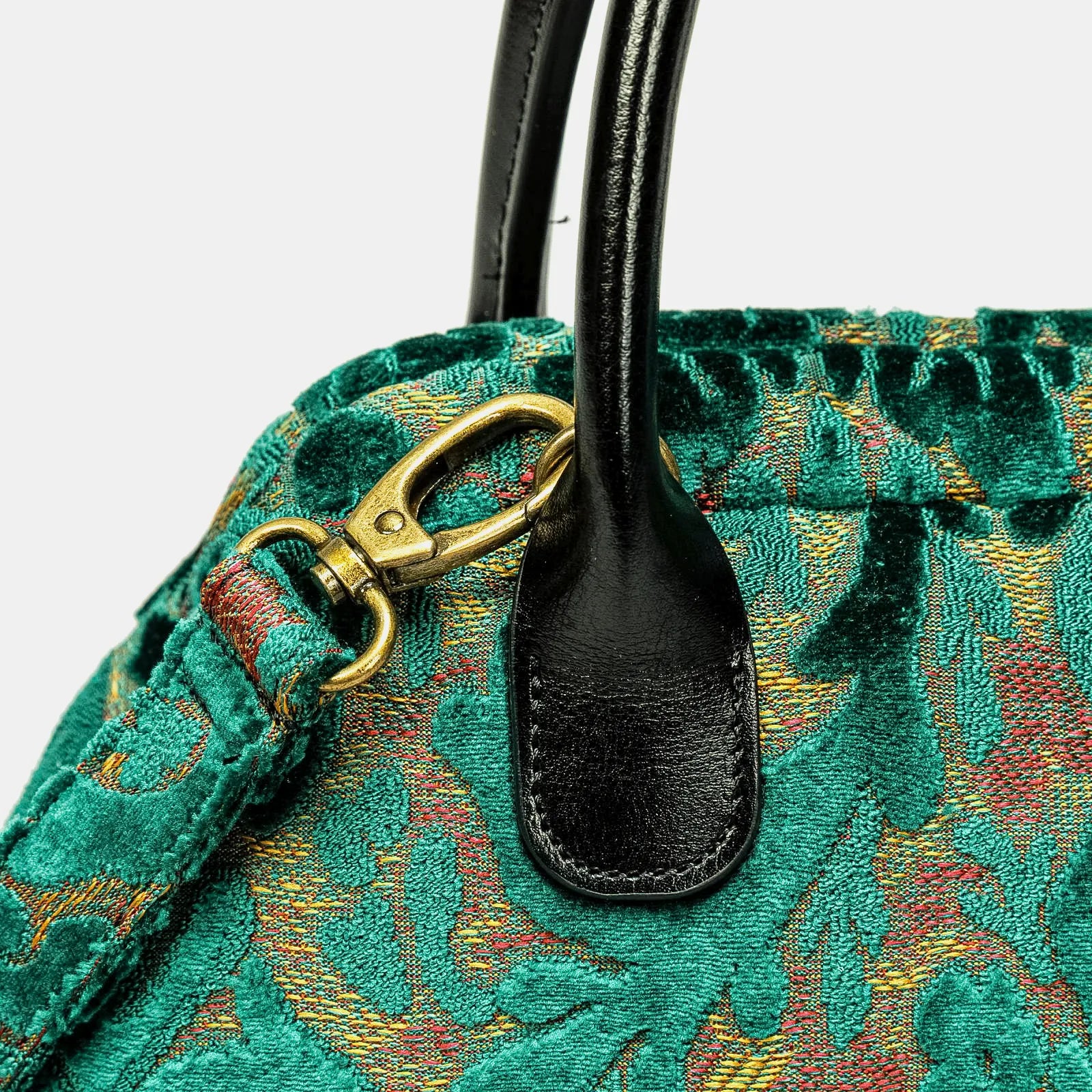 Burnout Velvet Jade Green Carpet Satchel of America buckle