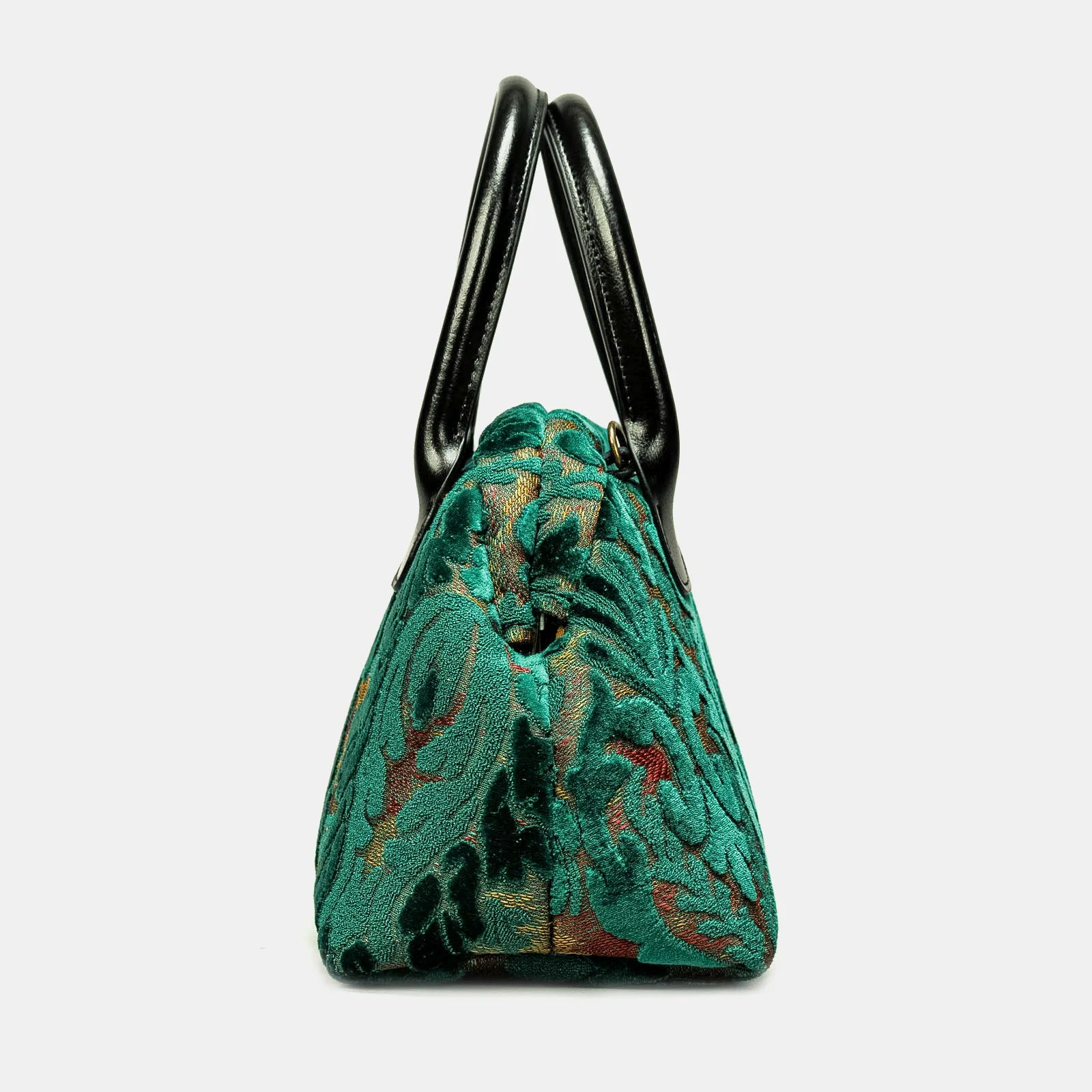 Burnout Velvet Jade Green Carpet Satchel of America side