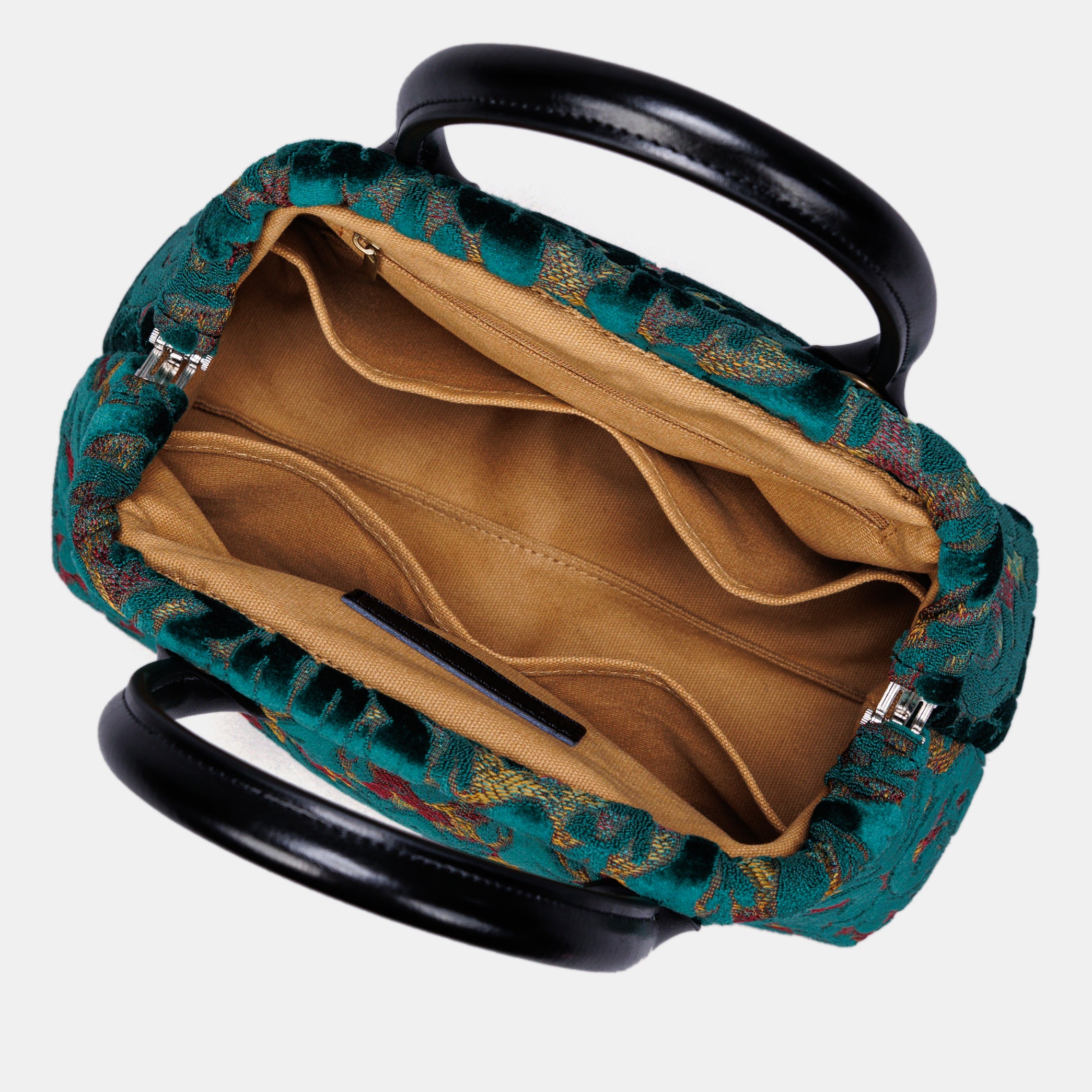 Burnout Velvet Jade Green Carpet Satchel carpet bag MCW Handmade-6