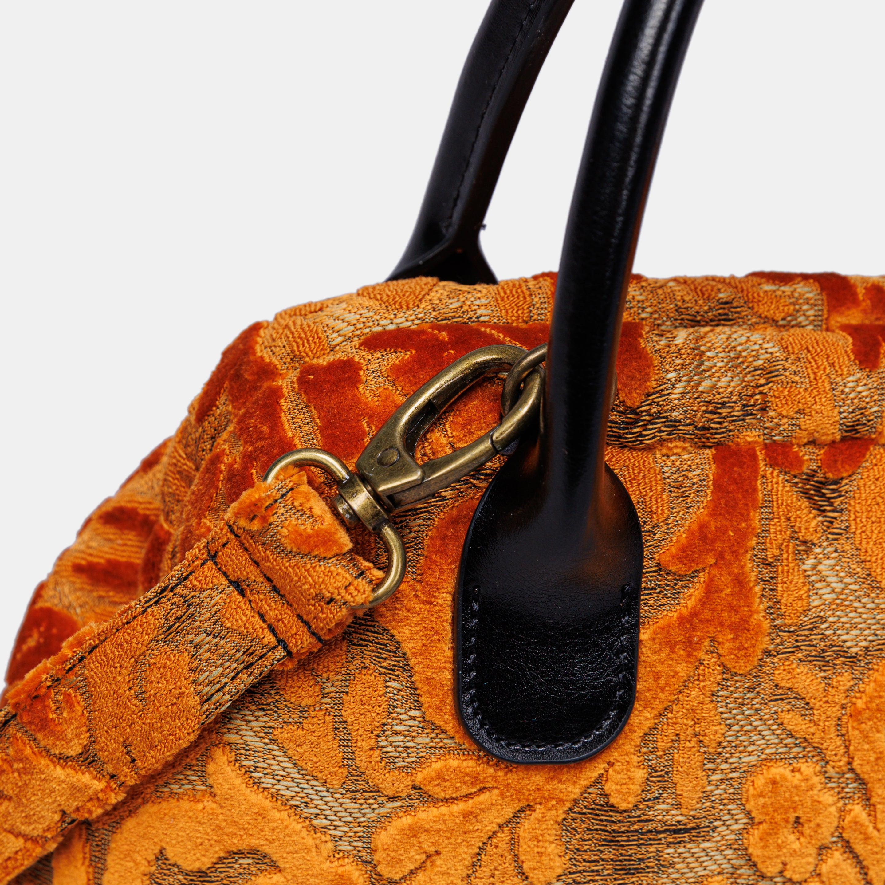 Burnout Velvet Orange Carpet Satchel carpet bag MCW Handmade-3