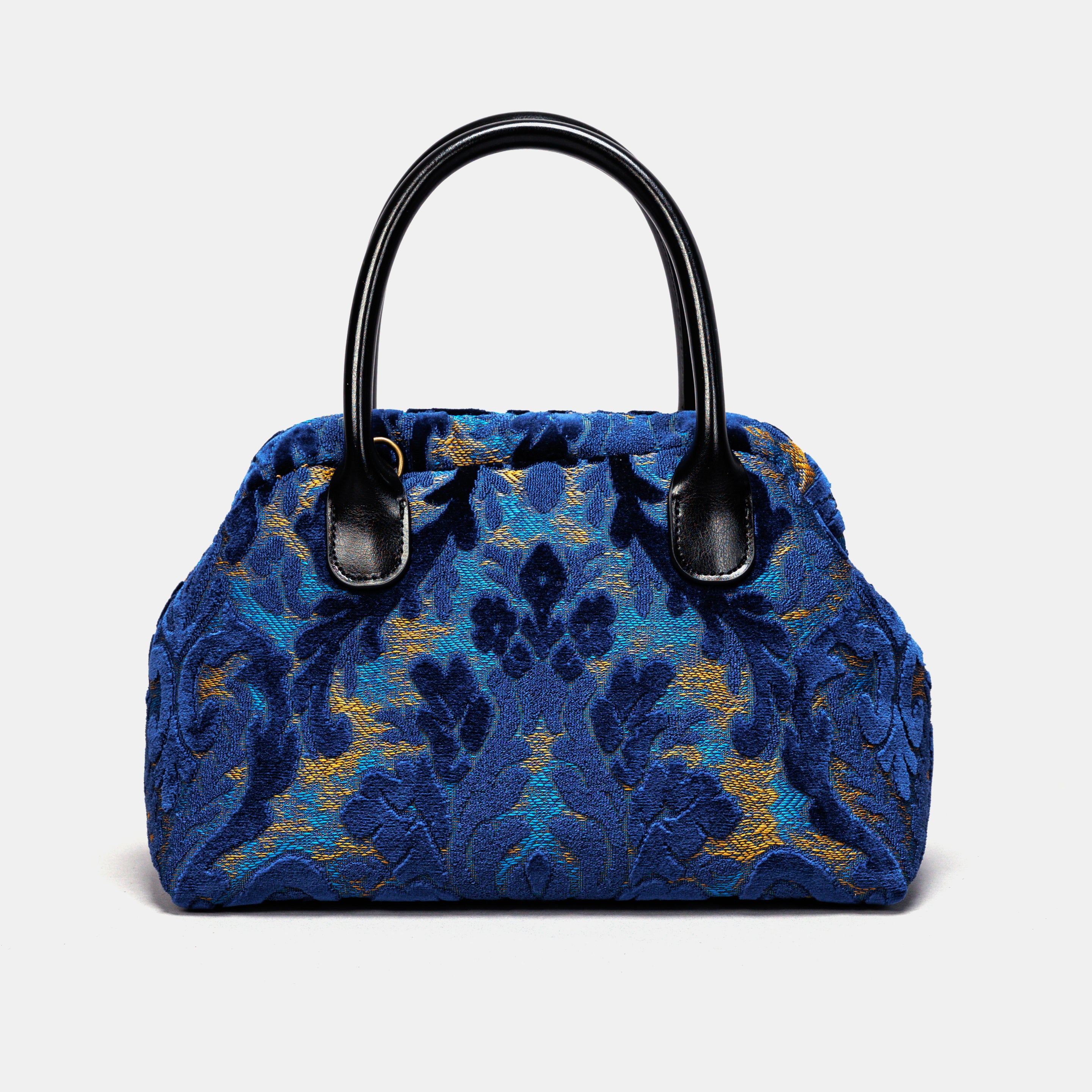 Burnout Velvet Navy Carpet Satchel carpet bag MCW Handmade