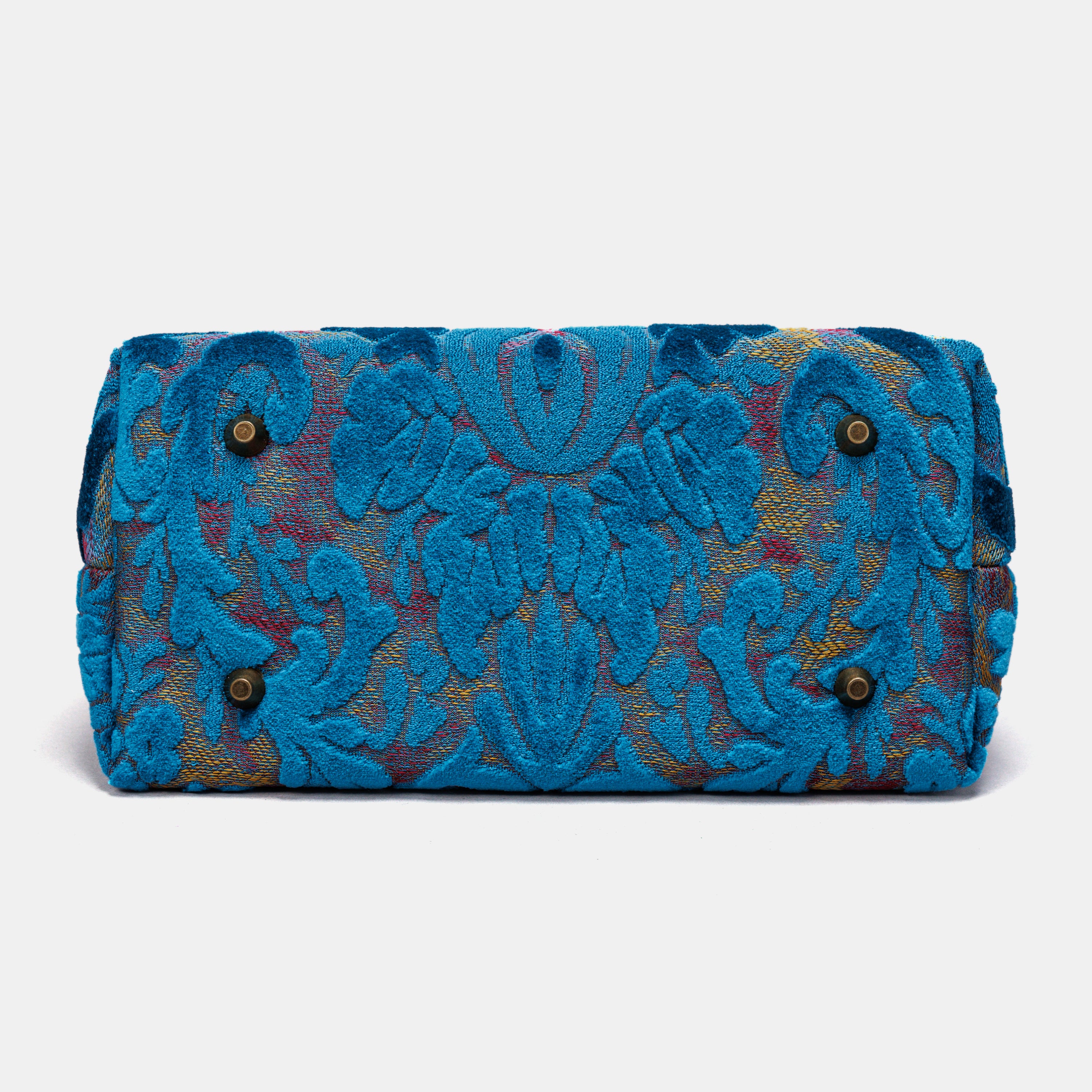 Burnout Velvet Aqua Blue Carpet Satchel carpet bag MCW Handmade-5