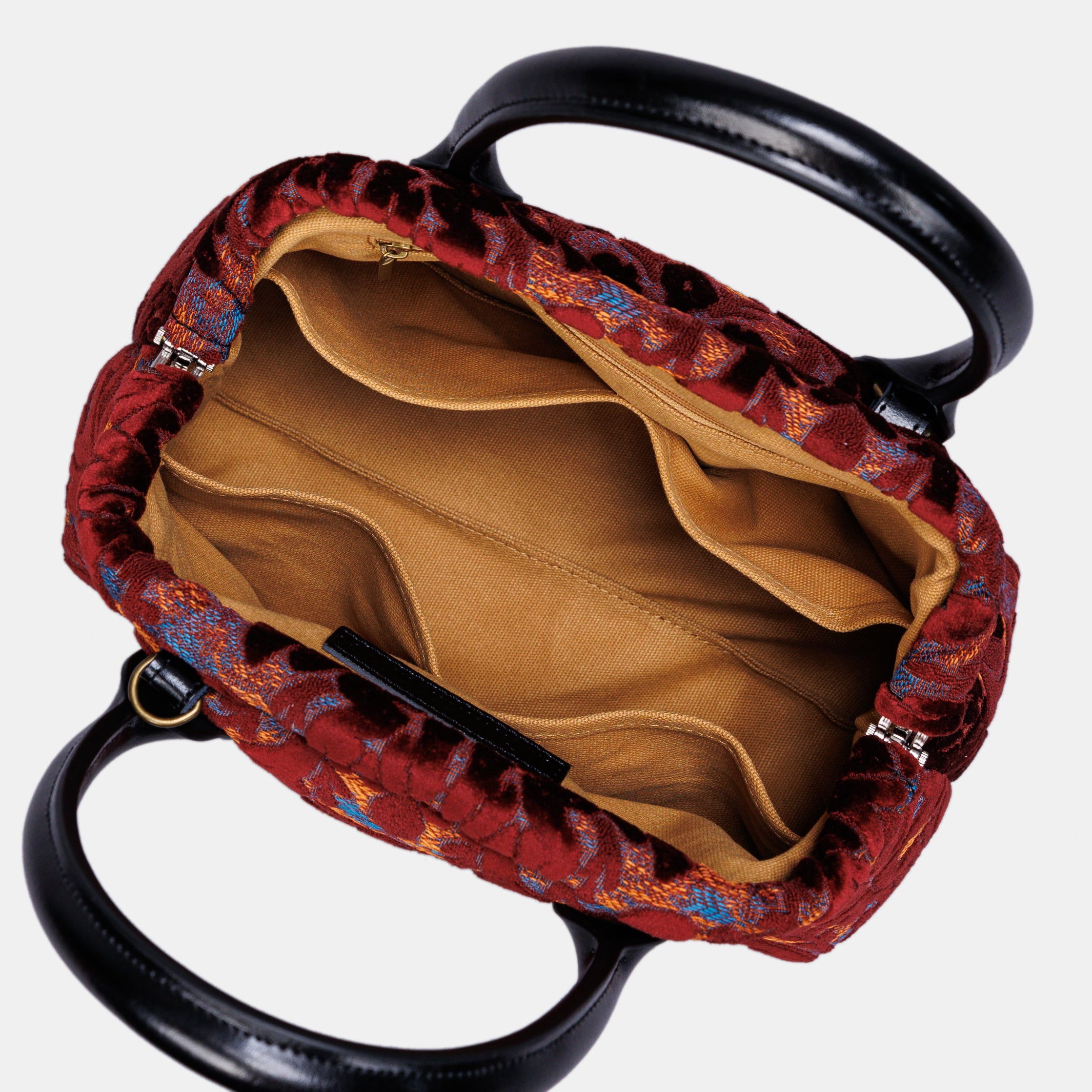 Burnout Velvet Wine Carpet Satchel carpet bag MCW Handmade-6