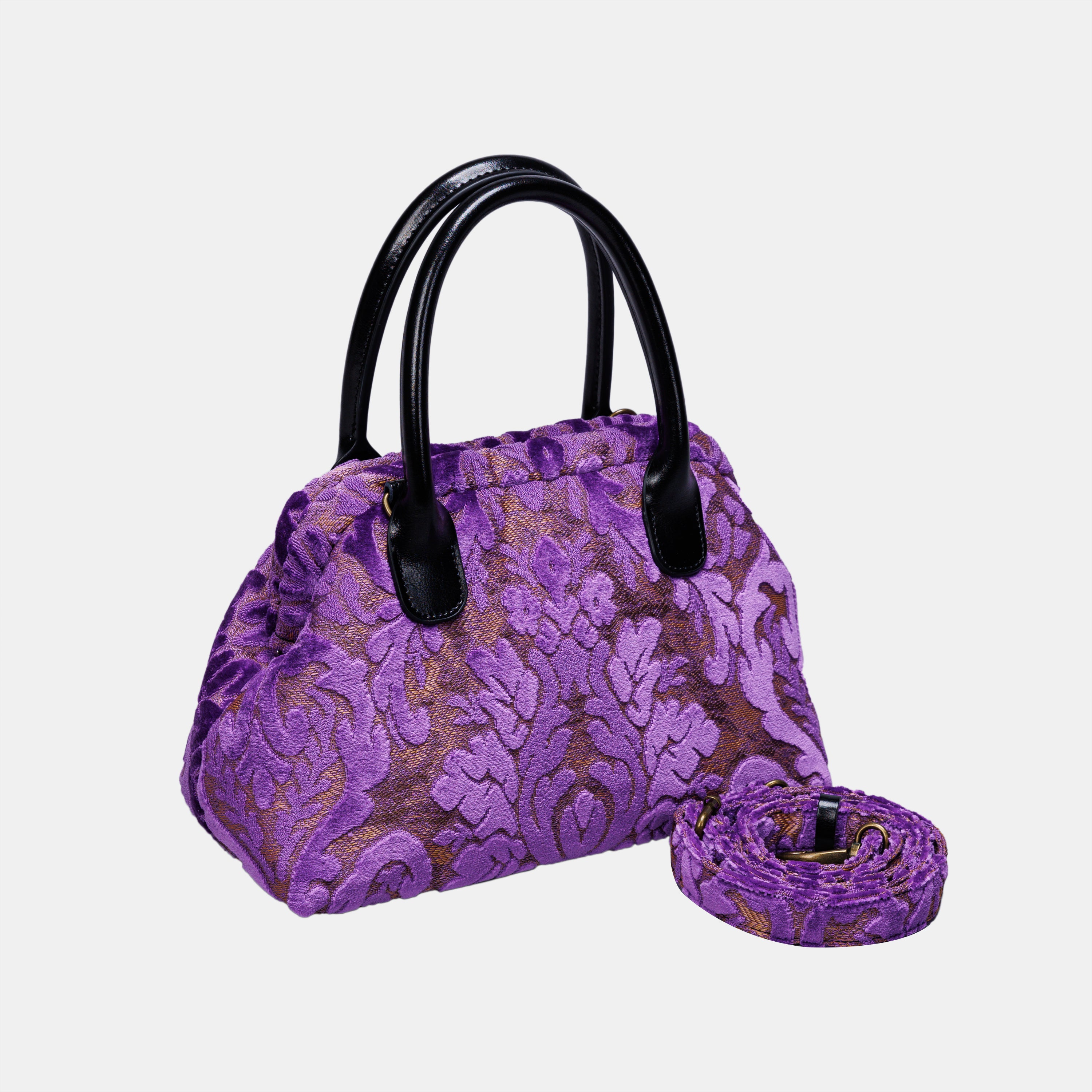 Burnout Velvet Purple Carpet Satchel carpet bag MCW Handmade-1