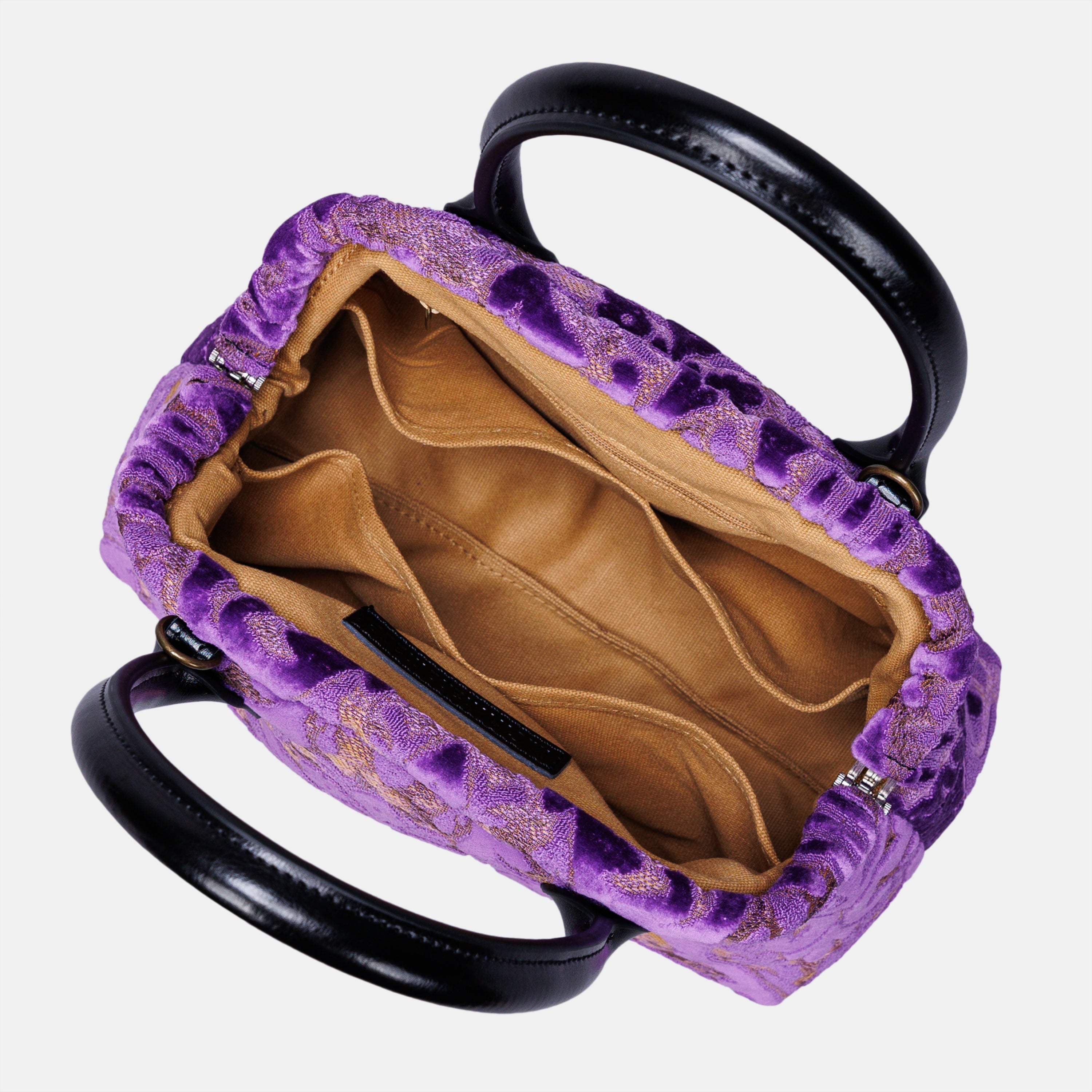 Burnout Velvet Purple Carpet Satchel carpet bag MCW Handmade-6