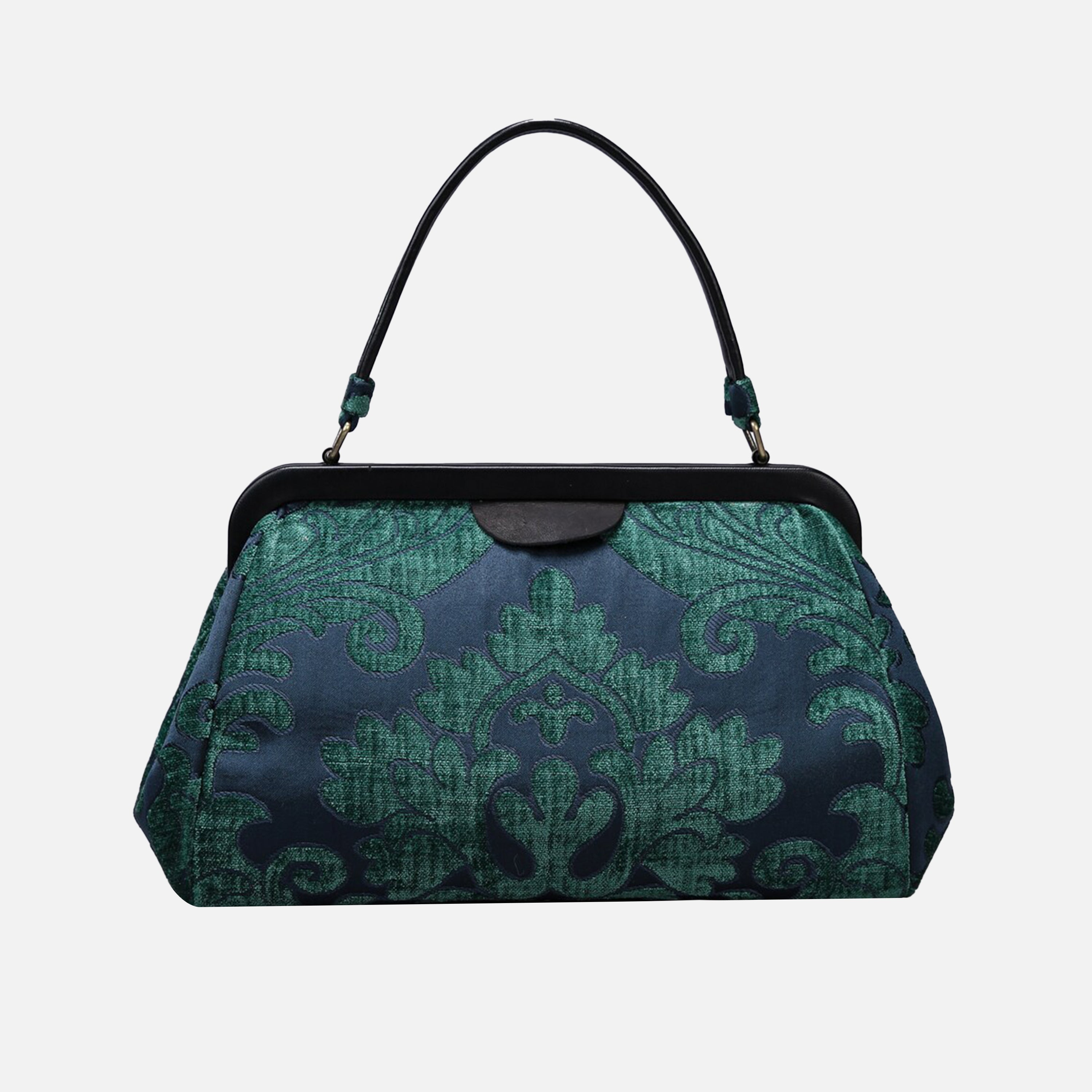 Queen Hunter Green Top Handle Purse carpet bag MCW Handmade