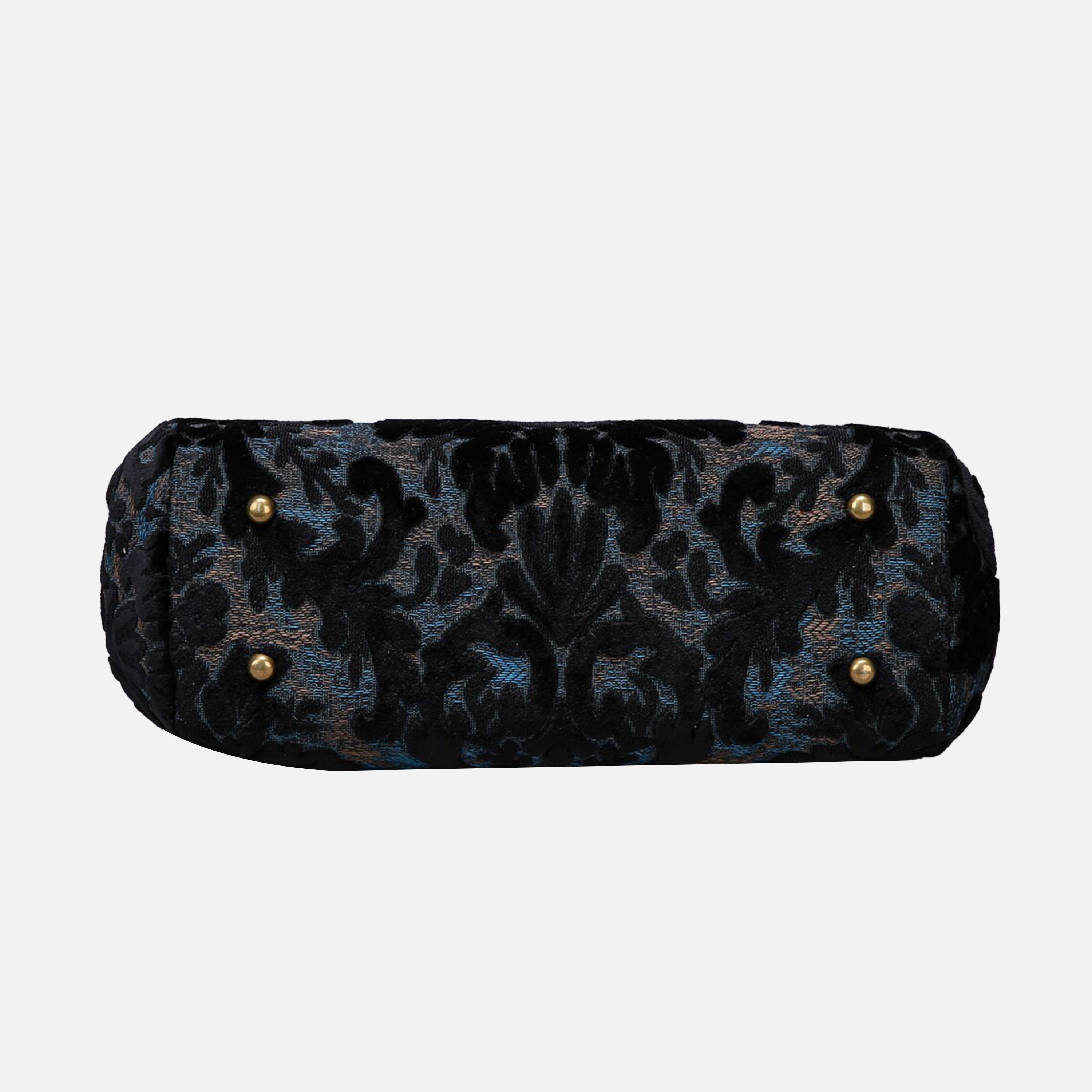 Burnout Velvet Black Top Handle Purse carpet bag MCW Handmade-4