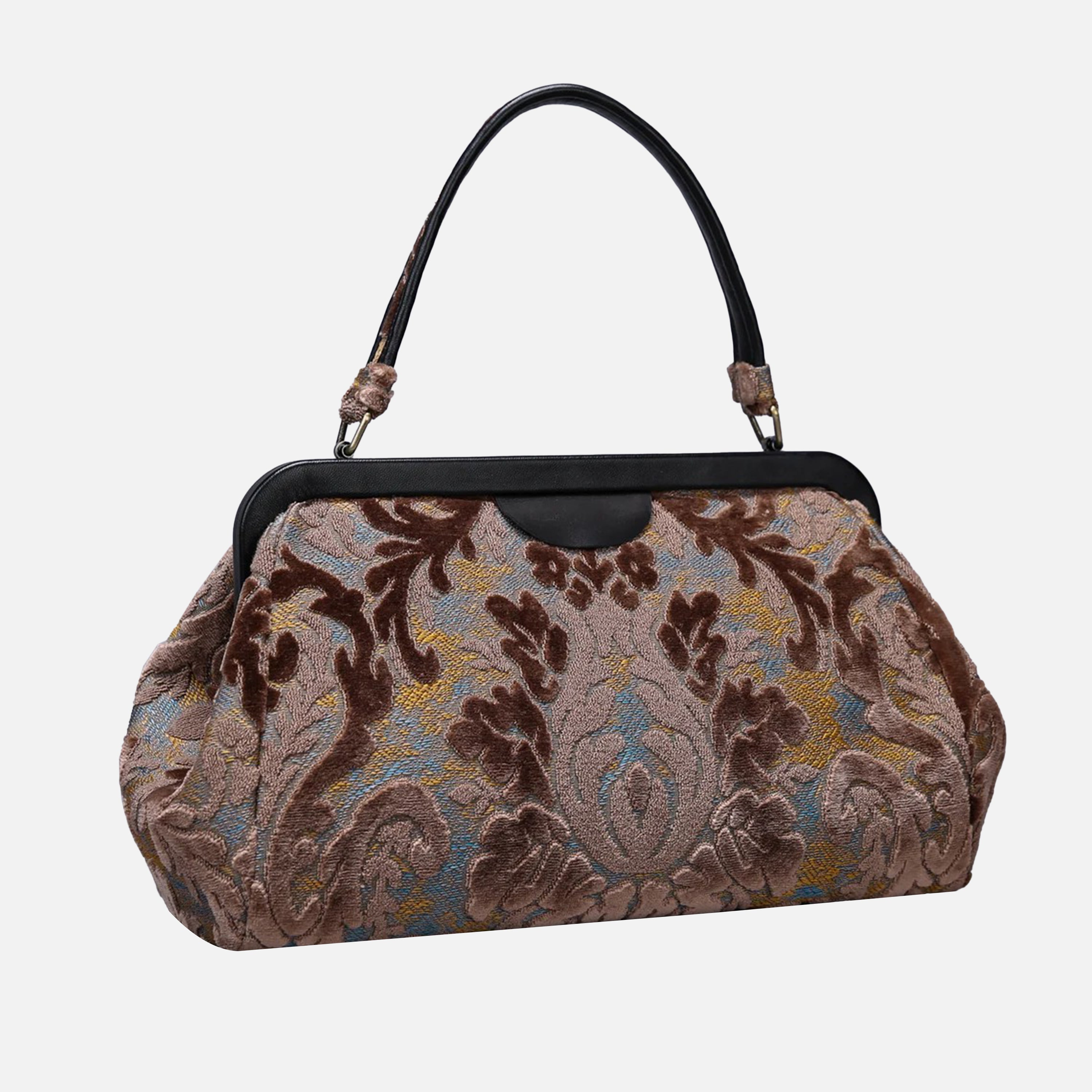 Burnout Velvet Camel Top Handle Purse carpet bag MCW Handmade-1