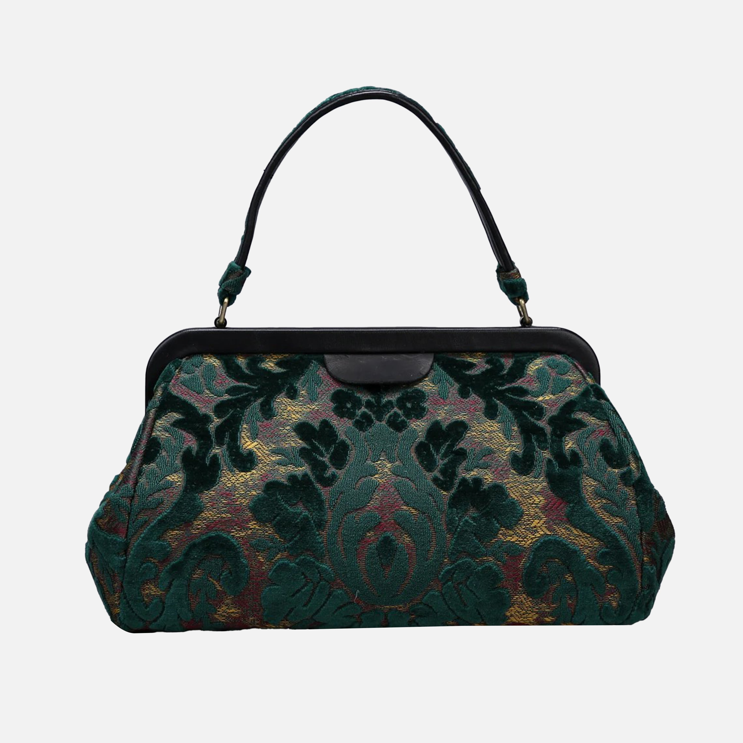 Burnout Velvet Jade Green Top Handle Purse carpet bag MCW Handmade