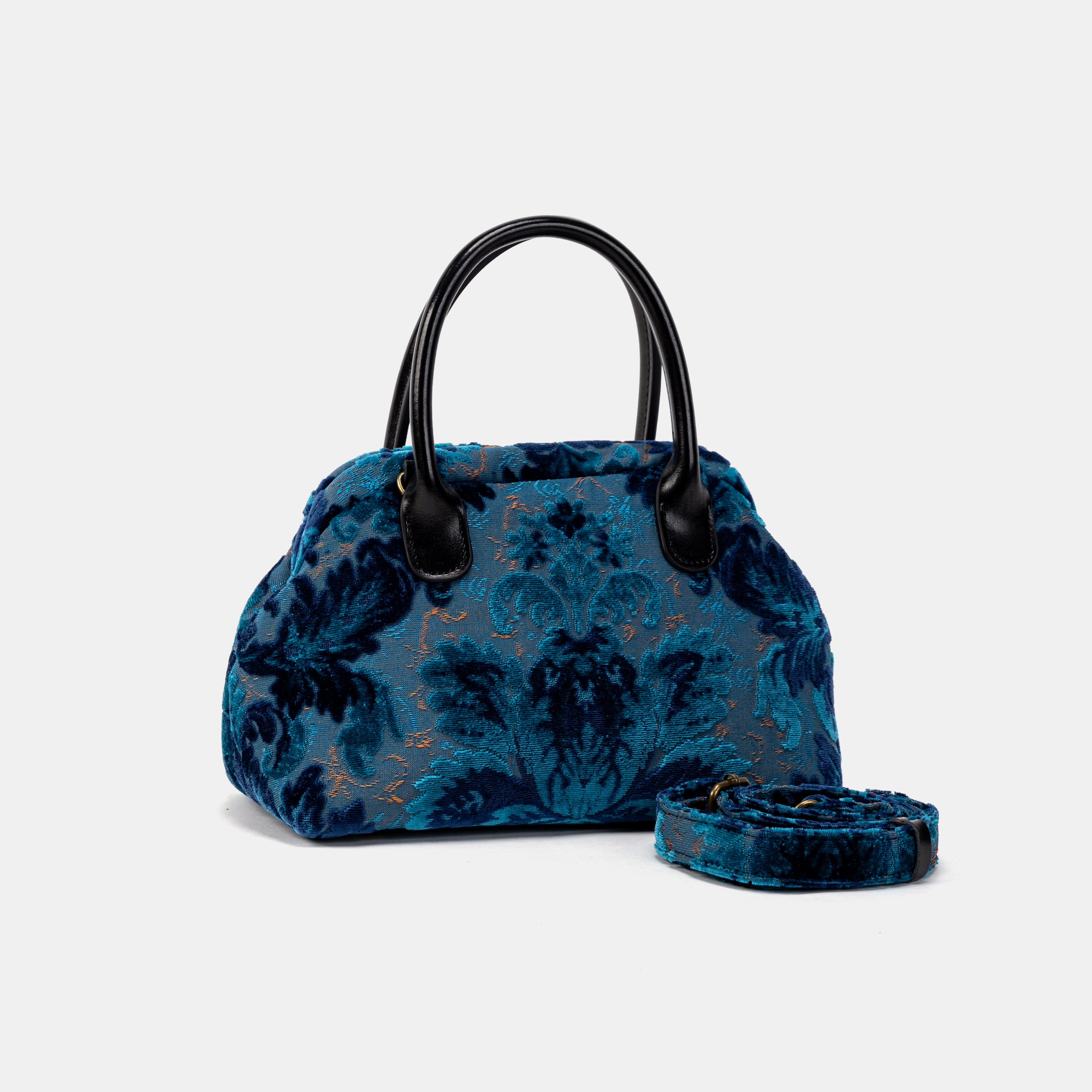 Burnout Velvet Revival Aqua Carpet Satchel with belt