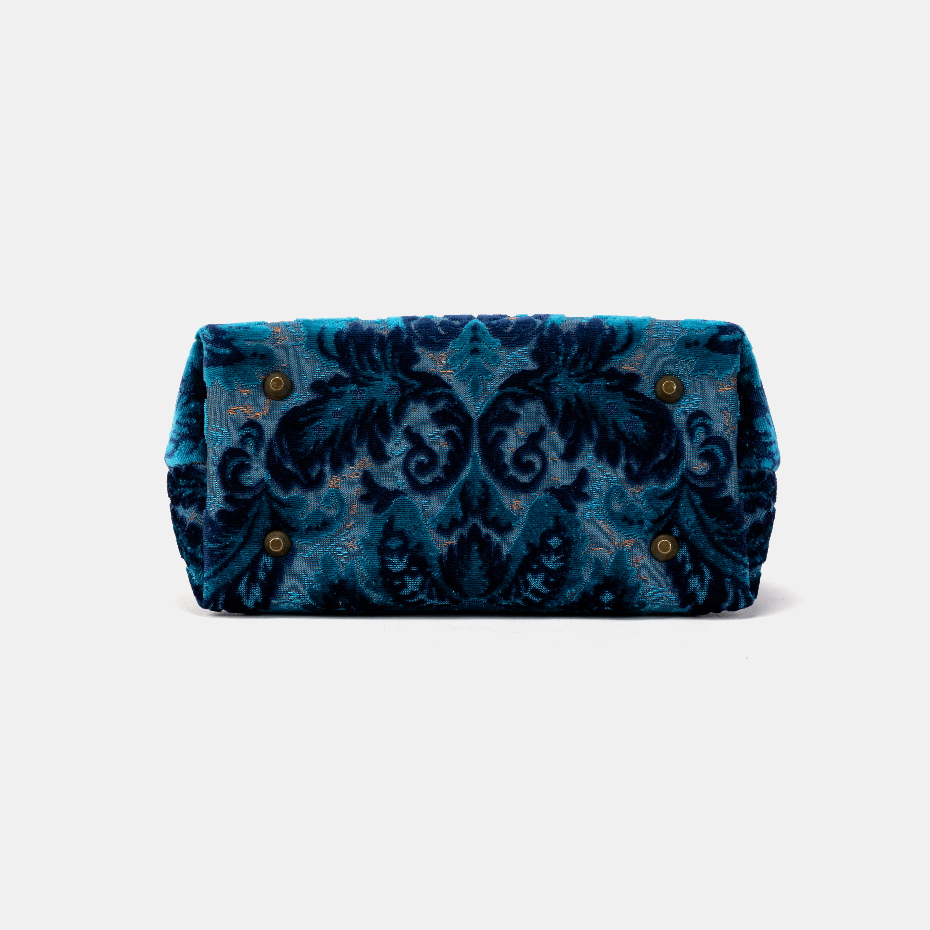 Burnout Velvet Revival Aqua Carpet Satchel bottom