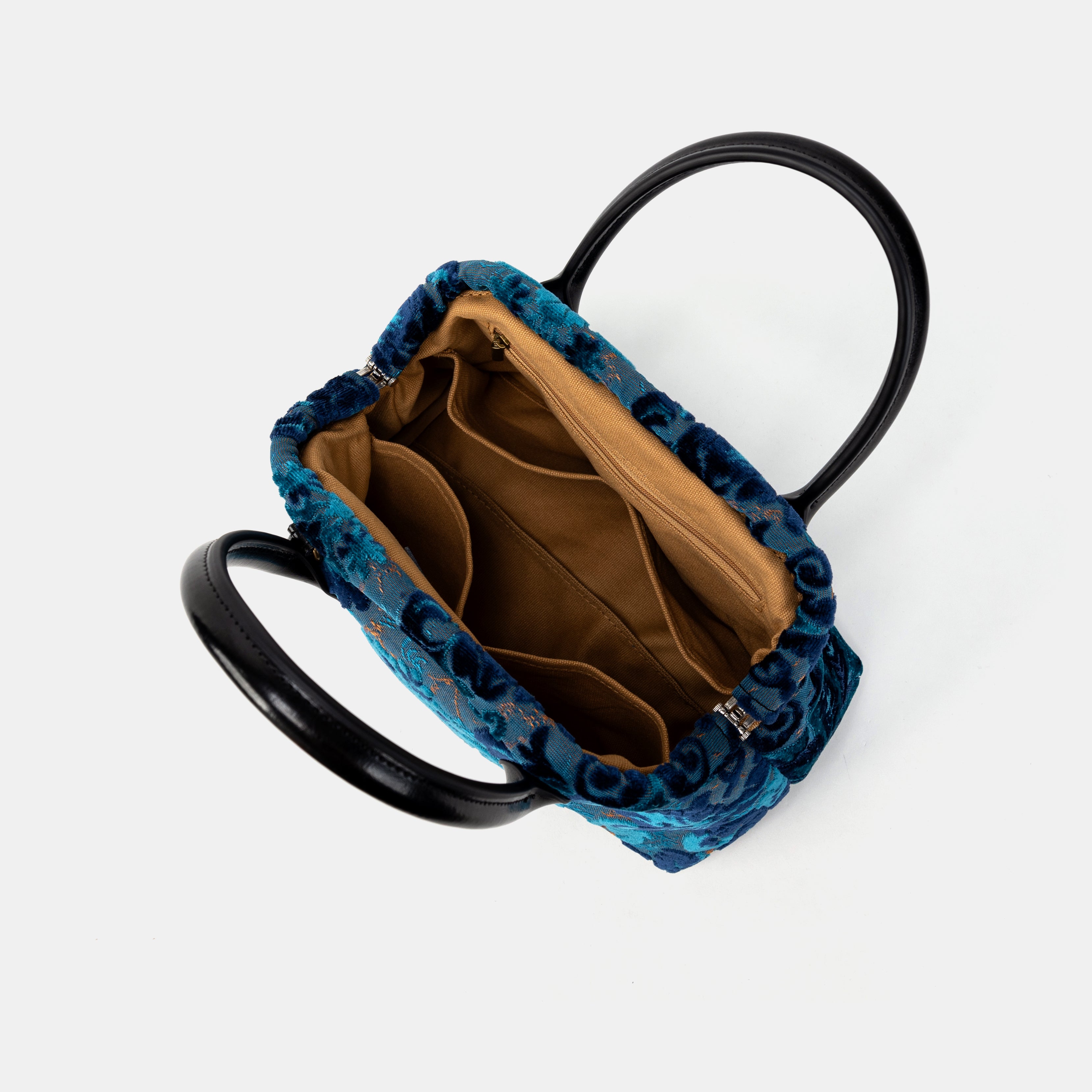 Burnout Velvet Revival Aqua Carpet Satchel inside
