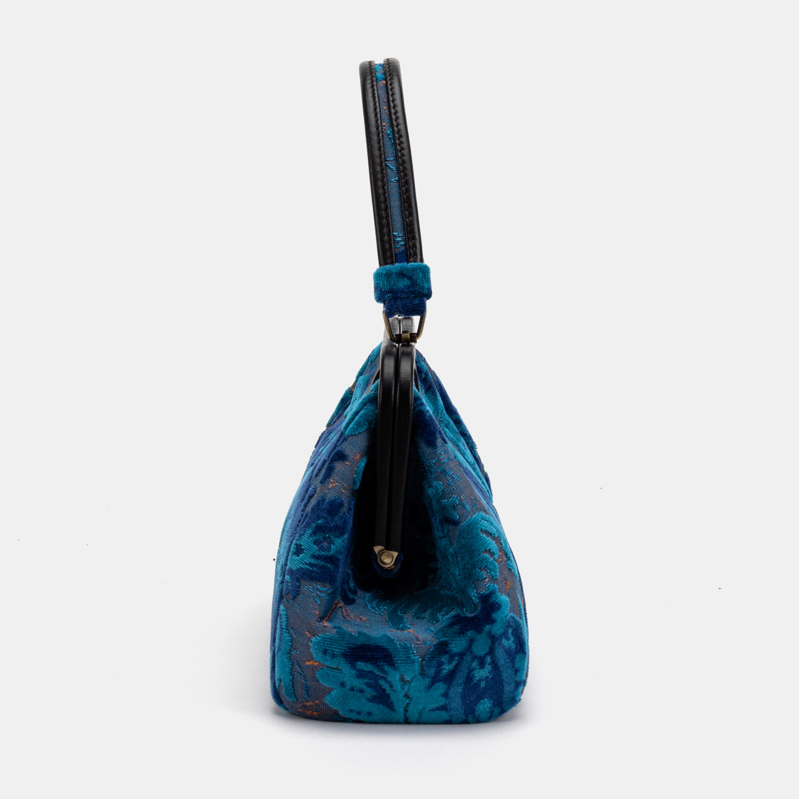 Burnout Velvet Revival Aqua Top Handle Purse carpet bag MCW -4