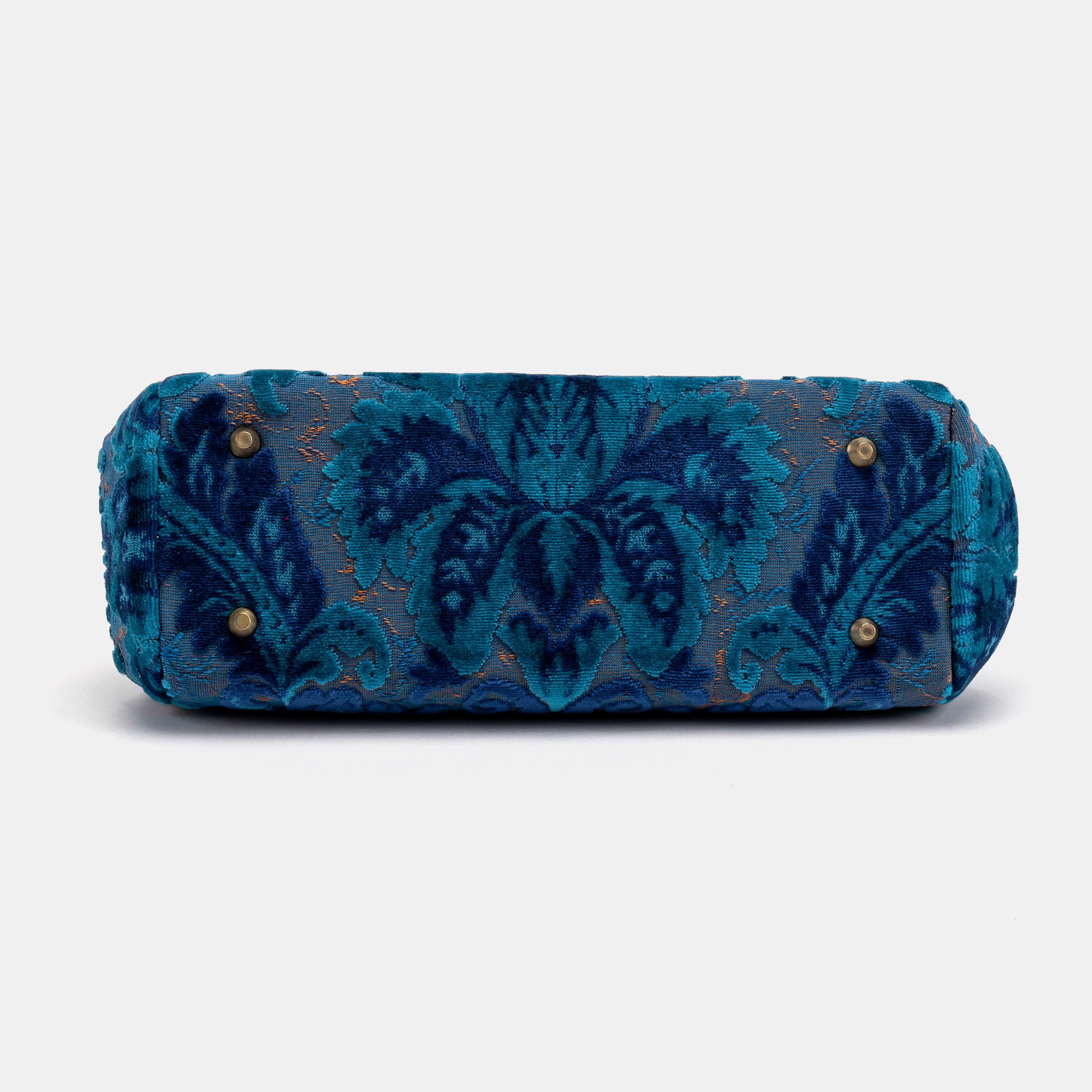 Burnout Velvet Revival Aqua Top Handle Purse carpet bag MCW -5