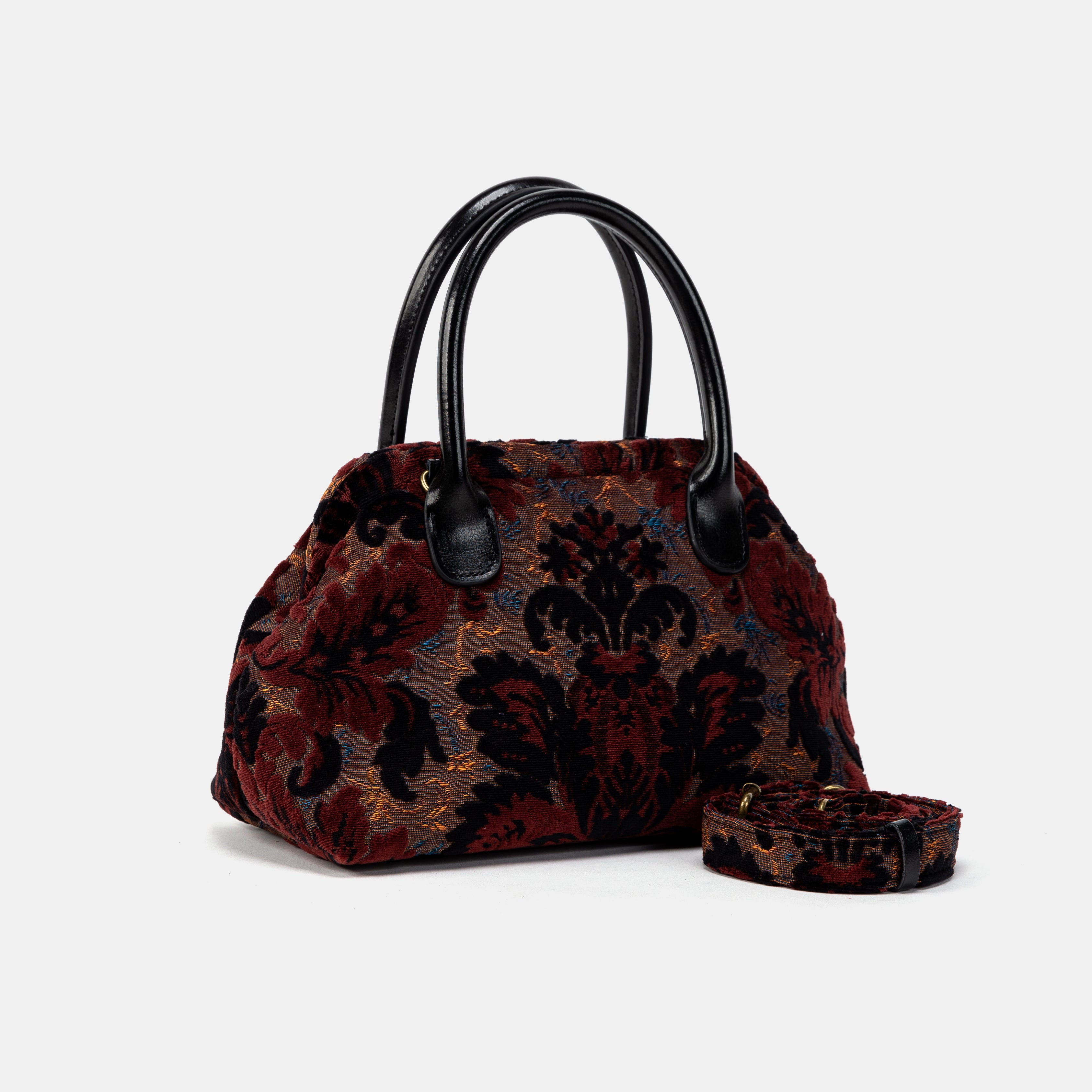 Burnout Velvet Revival Sephia Carpet Satchel WITH BELT