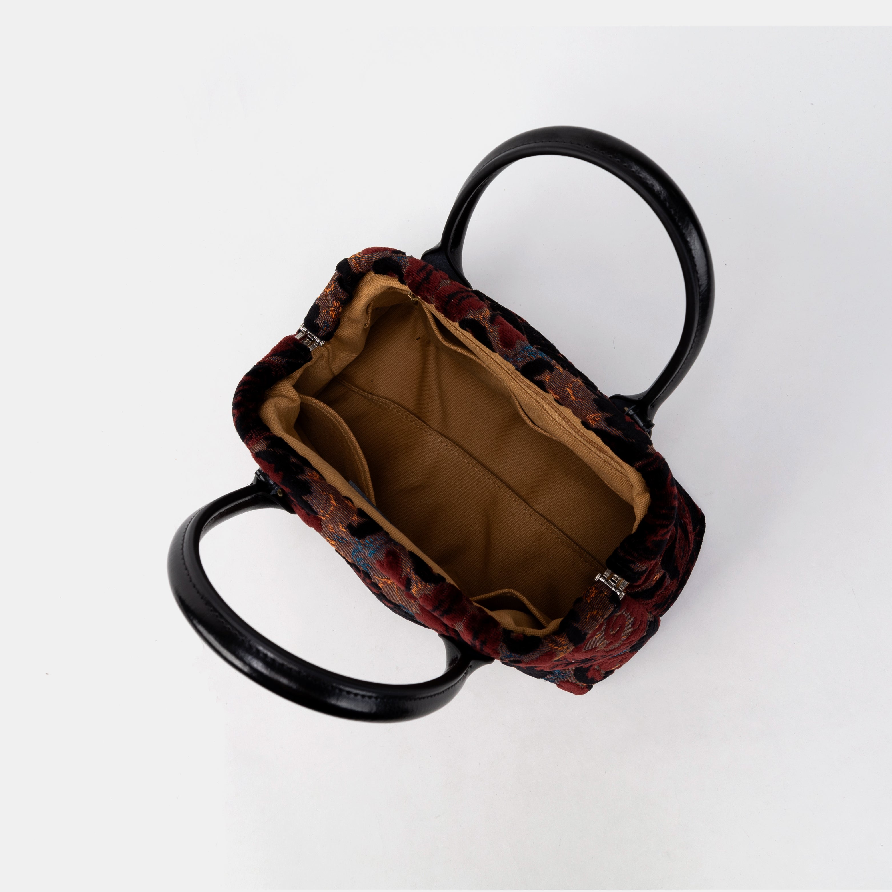 Burnout Velvet Revival Sephia Carpet Satchel INSIDE
