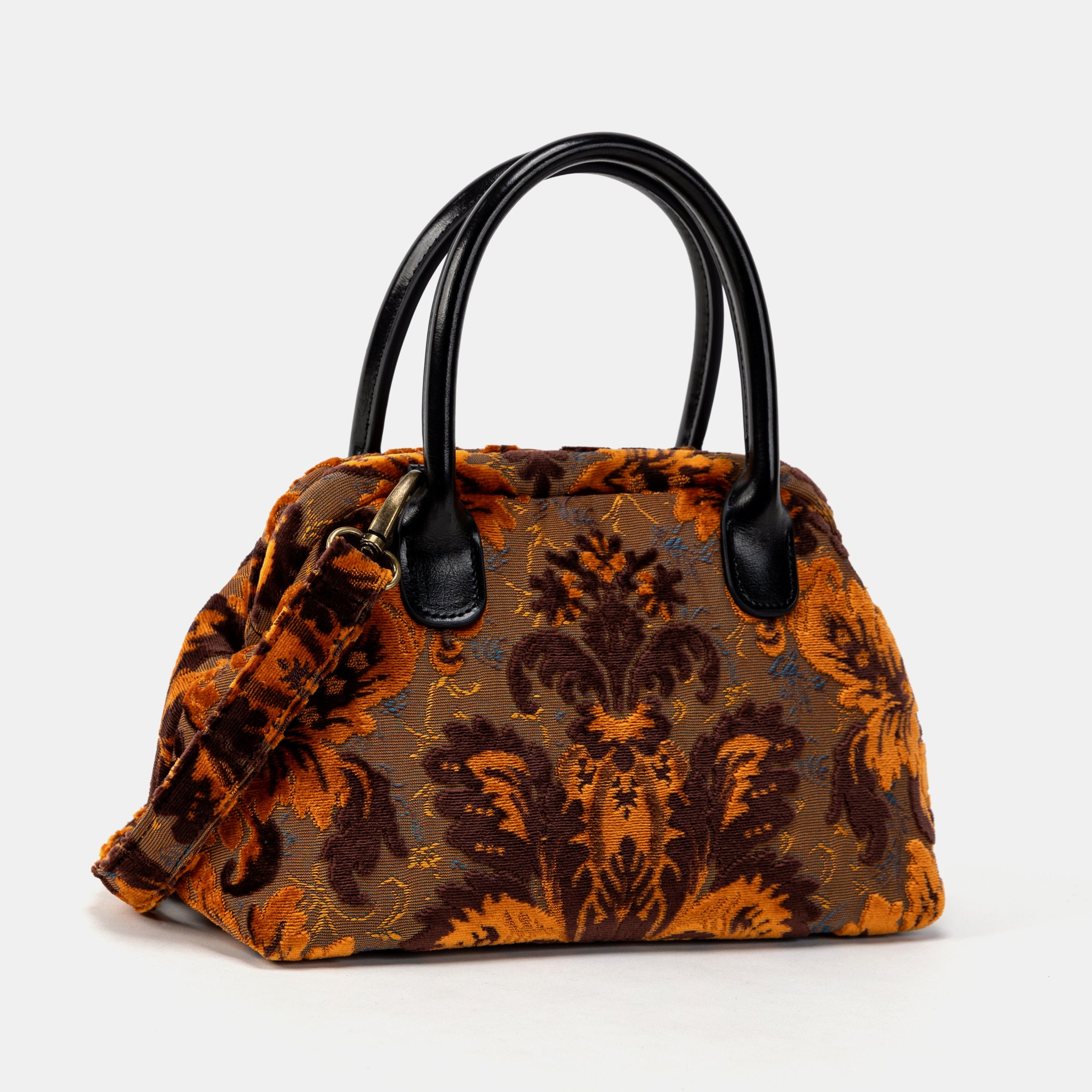 Burnout Velvet Revival Sienna Carpet Satchel Carpetbag of America little side