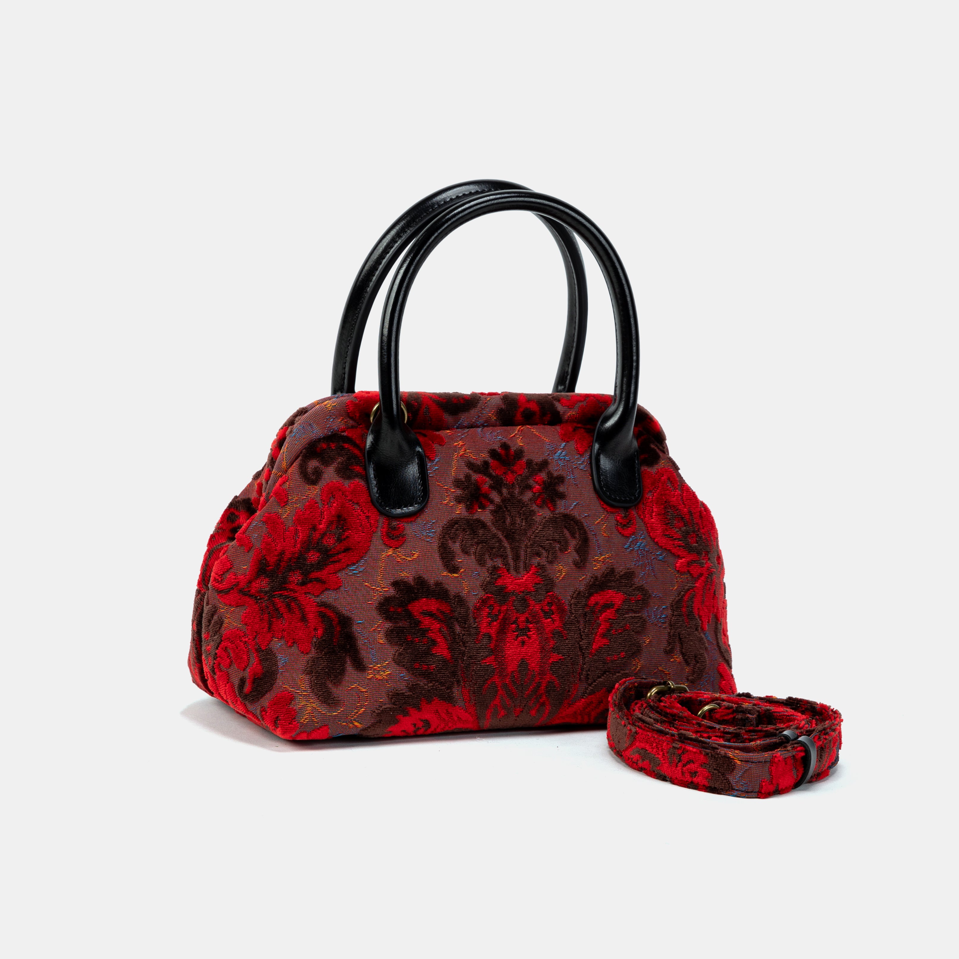 Burnout Velvet Revival Scarlet Carpet Satchel with belt