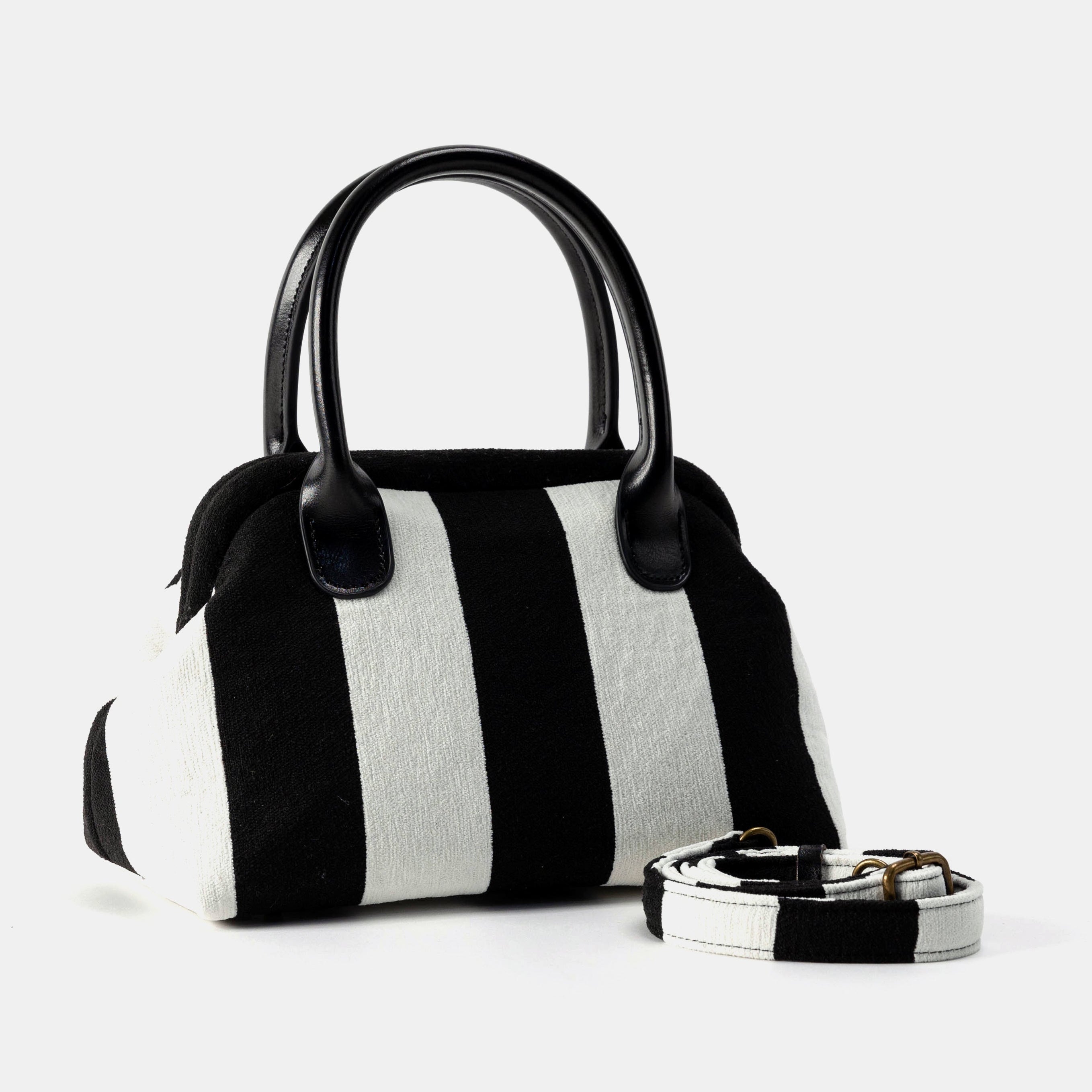 Black & White Beetlejuice Carpet Satchel with handle