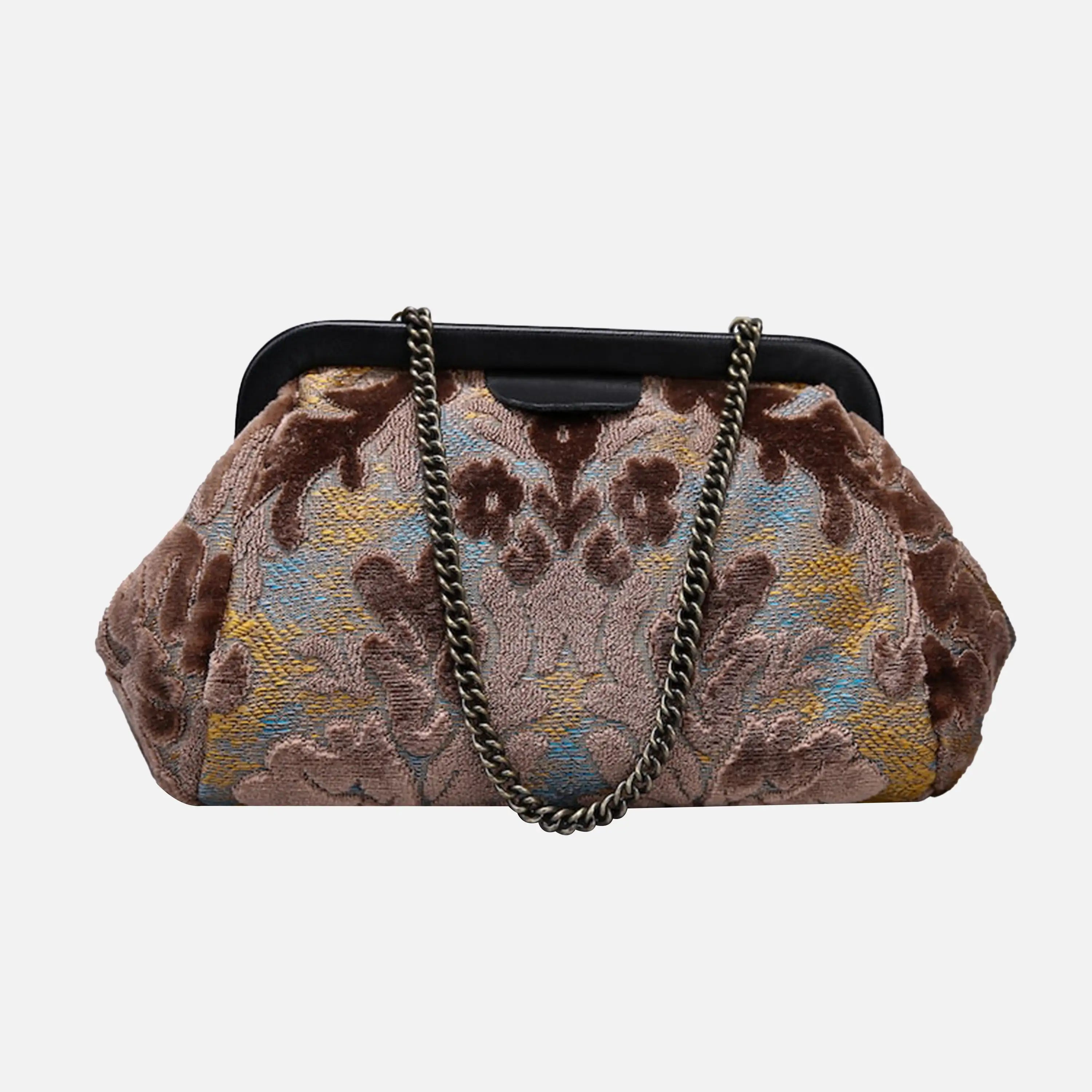 Burnout Velvet Camel Evening Bag Clutch carpet bag of America main