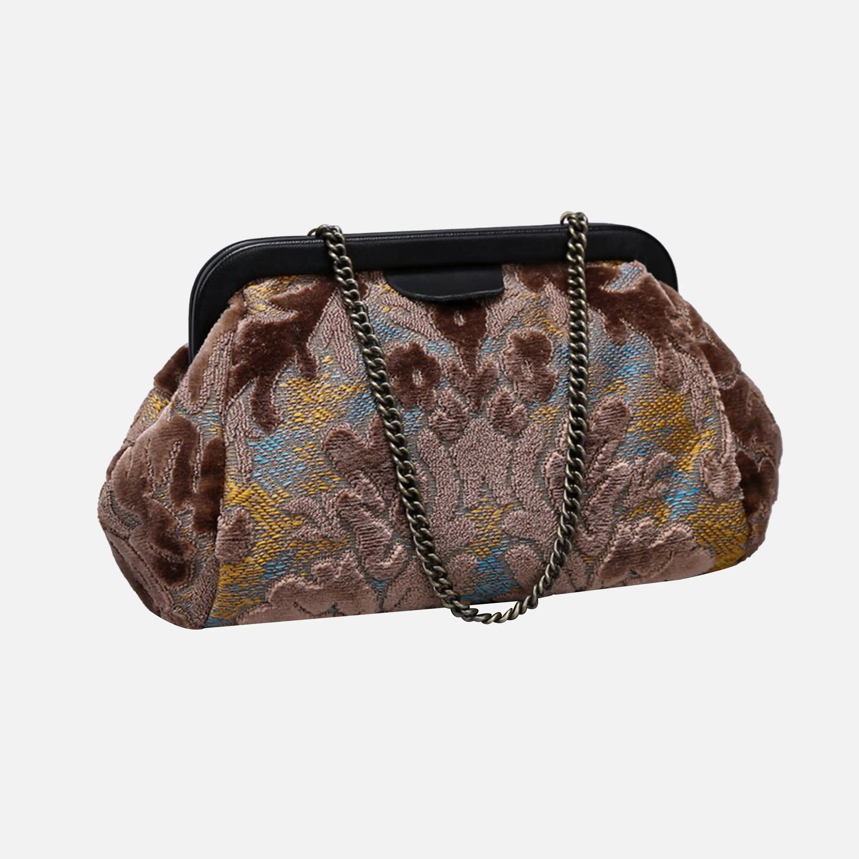 Burnout Velvet Camel Evening Bag Clutch carpet bag of America front