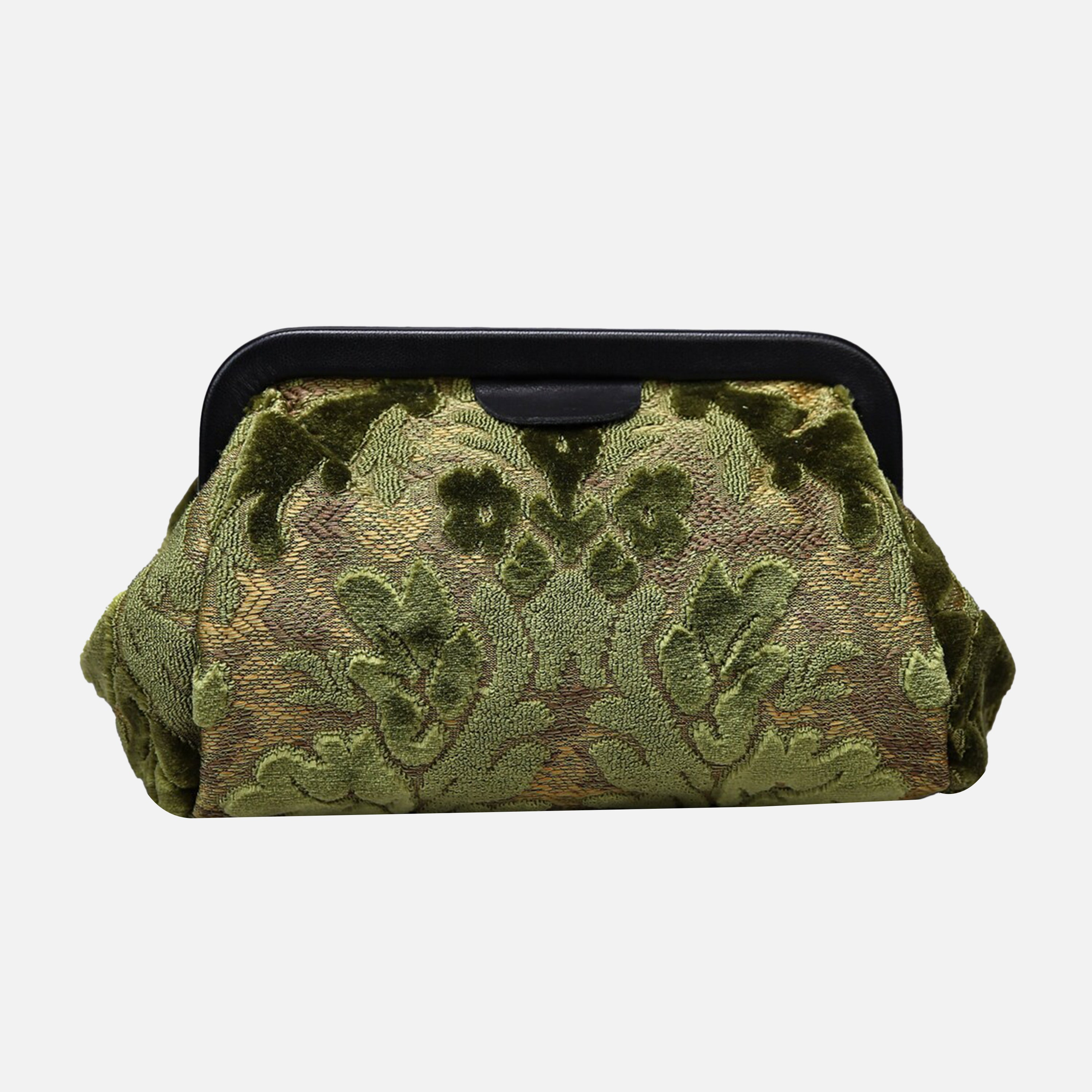 Burnout Velvet Fern Green Evening Bag Clutch carpet bag MCW Handmade-2