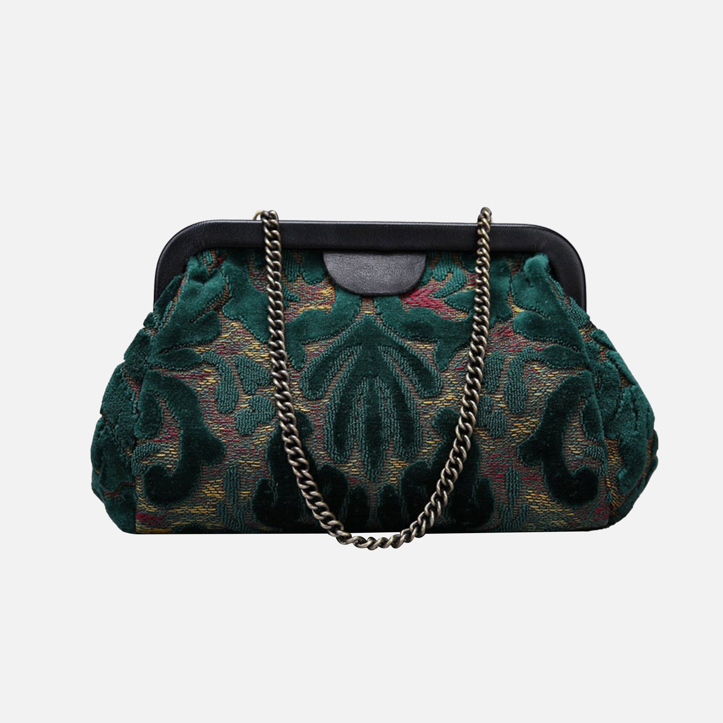 Burnout Velvet Jade Green Evening Bag Clutch carpet bag MCW Handmade