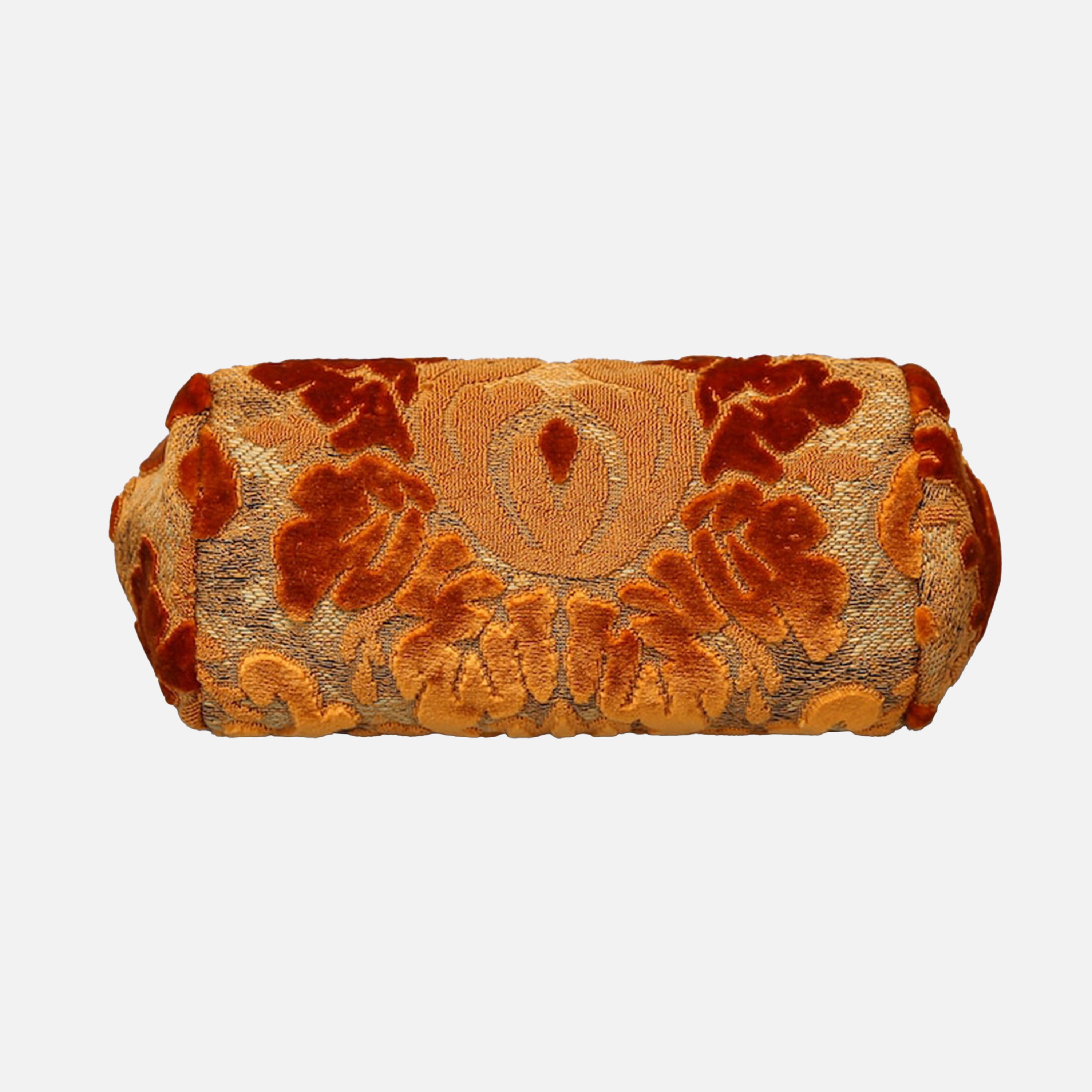 Burnout Velvet Orange Evening Bag Clutch carpet bag MCW Handmade-4
